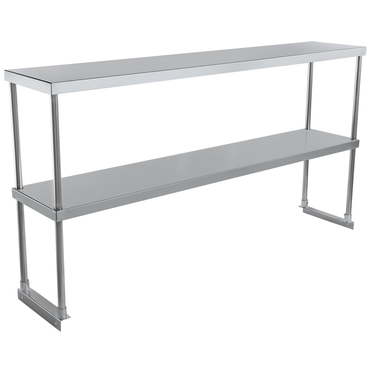 Commercial Double Deck Overshelf, 60" x 12" x 32", 18 Gauge Stainless Steel, Table-Mounted, NSF Overshelf, Table-Mounted Empura