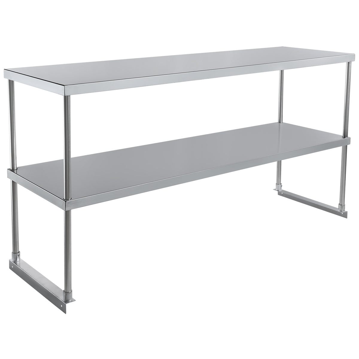 Commercial Double Deck Overshelf, 60" x 18" x 32", 18 Gauge Stainless Steel, Table-Mounted, NSF Overshelf, Table-Mounted Empura