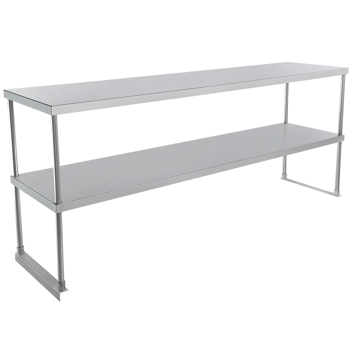 Commercial Double Deck Overshelf, 72" x 18" x 32", 18 Gauge Stainless Steel, Table-Mounted, NSF Overshelf, Table-Mounted Empura