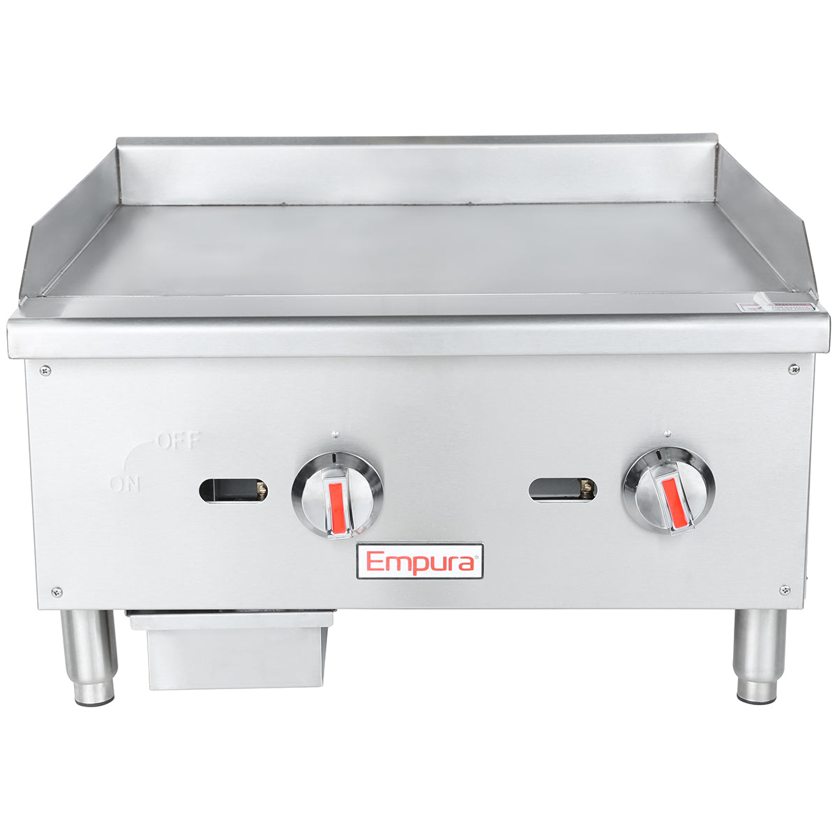Empura EGG-24ST 24" Wide Countertop 2-Burner Stainless Steel Heavy Duty Thermostat Controlled Gas Griddle, 60,000 BTU