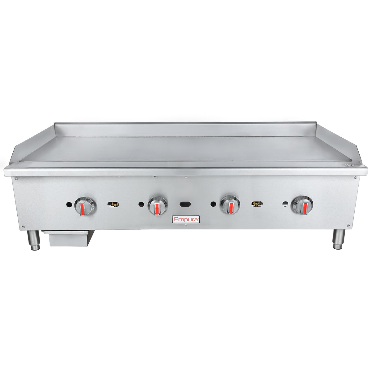 Empura EGG-48ST 48" Wide Countertop 4-Burner Stainless Steel Heavy Duty Thermostat Controlled Gas Griddle, 120,000 BTU