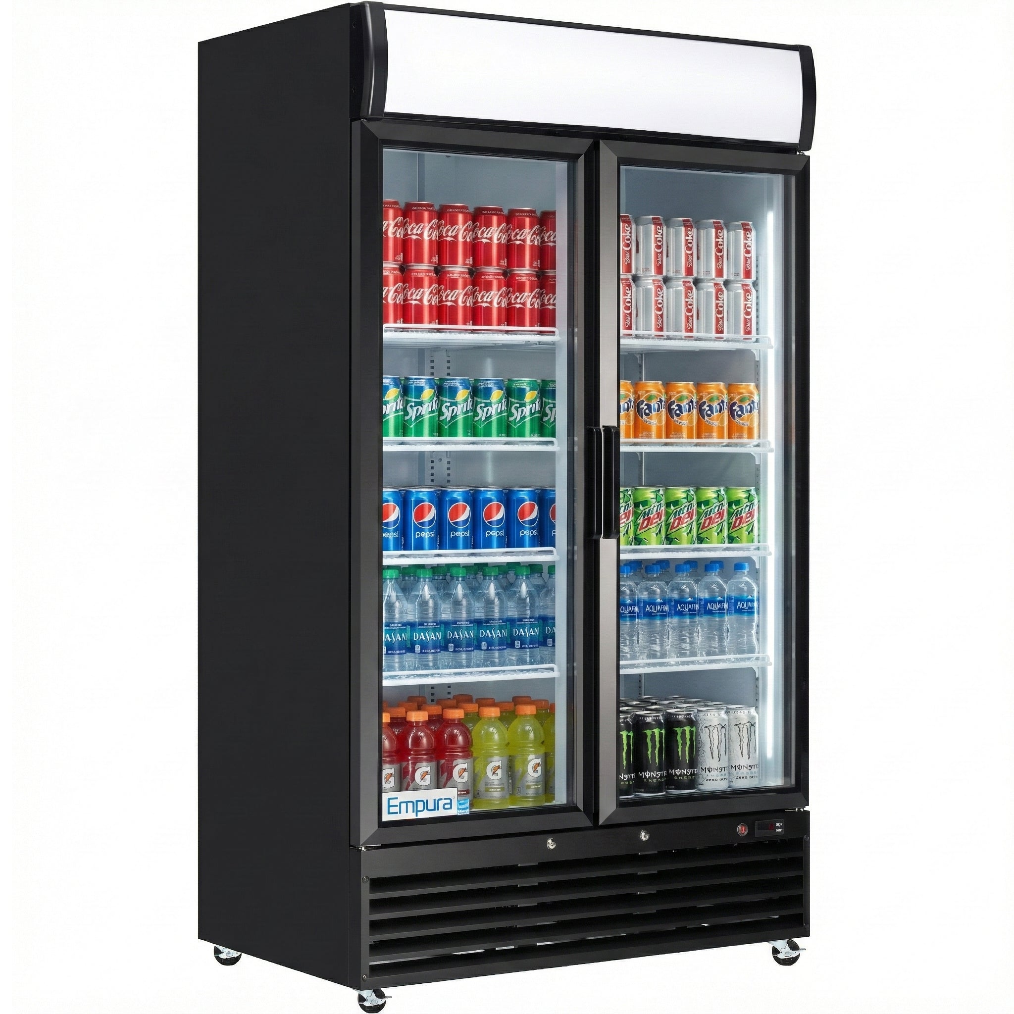 44" Black Swing Commercial Glass Door Merchandiser Refrigerator - 35 cu ft