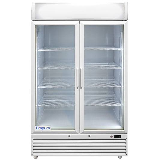 Empura EGM-36W 48.25" Wide Two Section White Refrigerated Merchandiser With Swinging Glass Doors