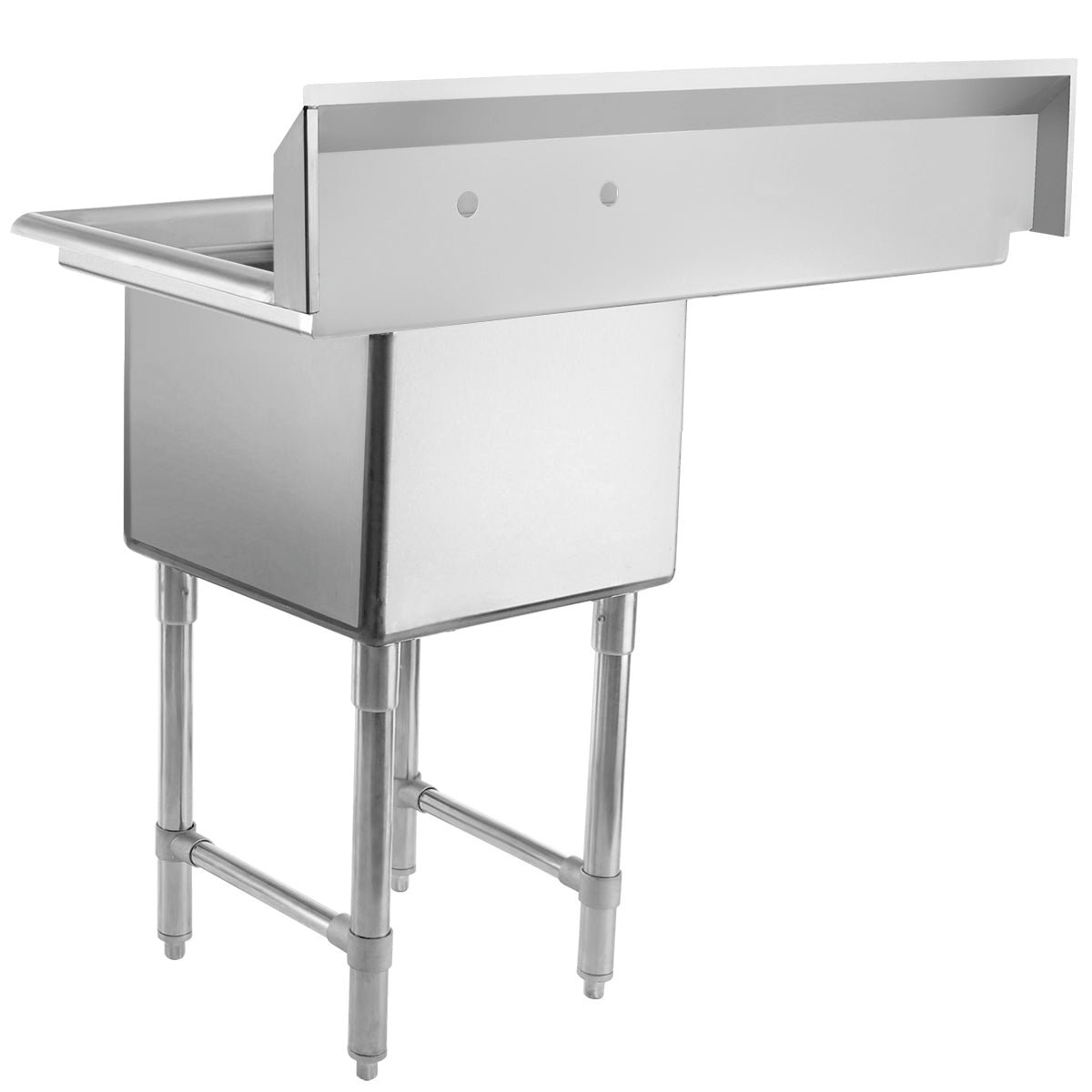 38.5" 16 Gauge Stainless Steel One Compartment Heavy Duty Sink with Stainless Steel Legs, Cross Bracing, and 1 Drainboard - 18" x 14" x 18" Bowl - Left Drainboard, NSF Sink, (1) One Compartment Empura
