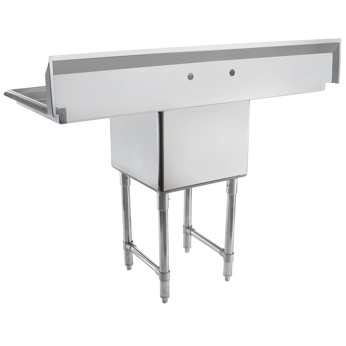 54" 16 Gauge Stainless Steel One Compartment Heavy Duty Sink with Stainless Steel Legs, Cross Bracing, and 1 Drainboard - 18" x 14" x 18" Bowl, NSF Sink, (1) One Compartment Empura