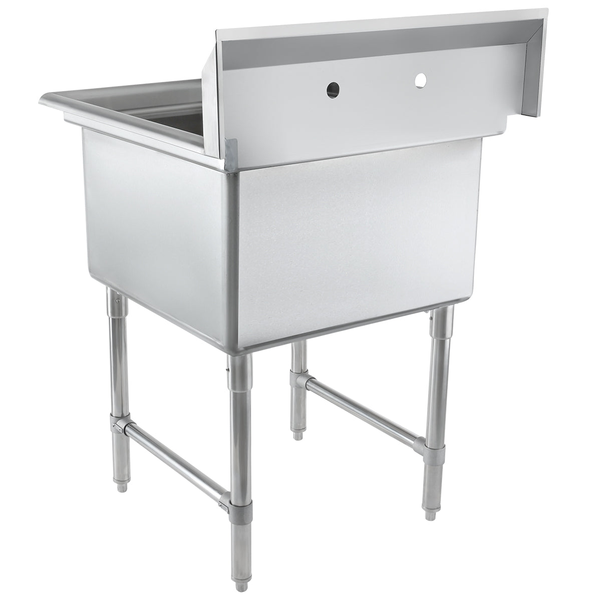 29.5" 16 Gauge Stainless Steel One Compartment Heavy Duty Sink with Stainless Steel Legs, without Drainboard - 24" x 14" x 24" Bowl, NSF Sink, (1) One Compartment Empura