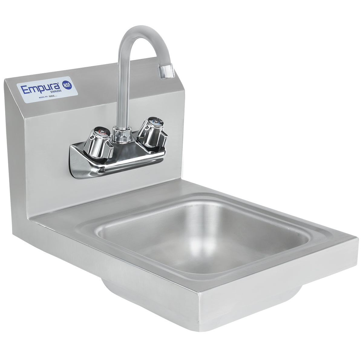 12" Wall Mounted Commercial 20 Gauge Stainless Hand Sink with Gooseneck Faucet, NSF Sink, Hand Empura