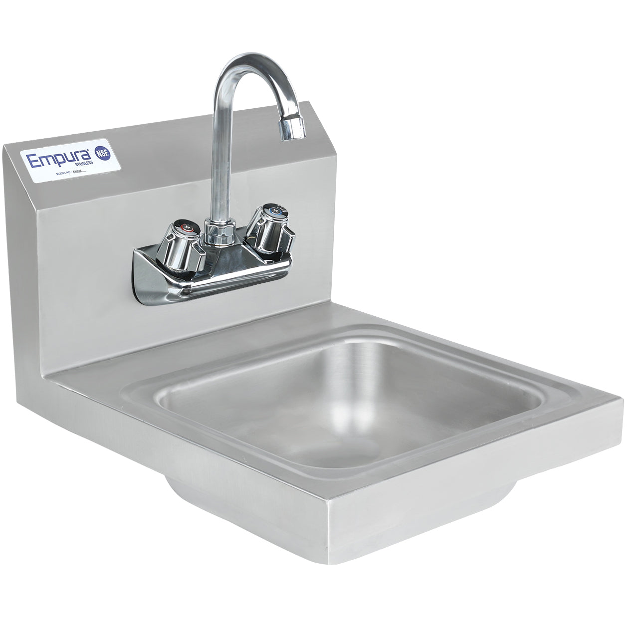 14" Wall Mounted Commercial 20 Gauge Stainless Hand Sink with Gooseneck Faucet, NSF Sink, Hand Empura