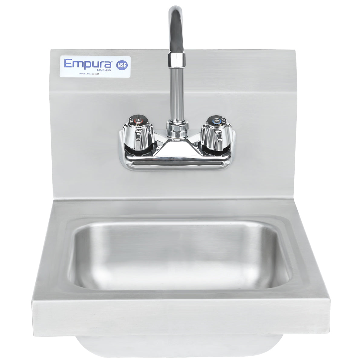 14" Wall Mounted Commercial 20 Gauge Stainless Hand Sink with Gooseneck Faucet, NSF Sink, Hand Empura