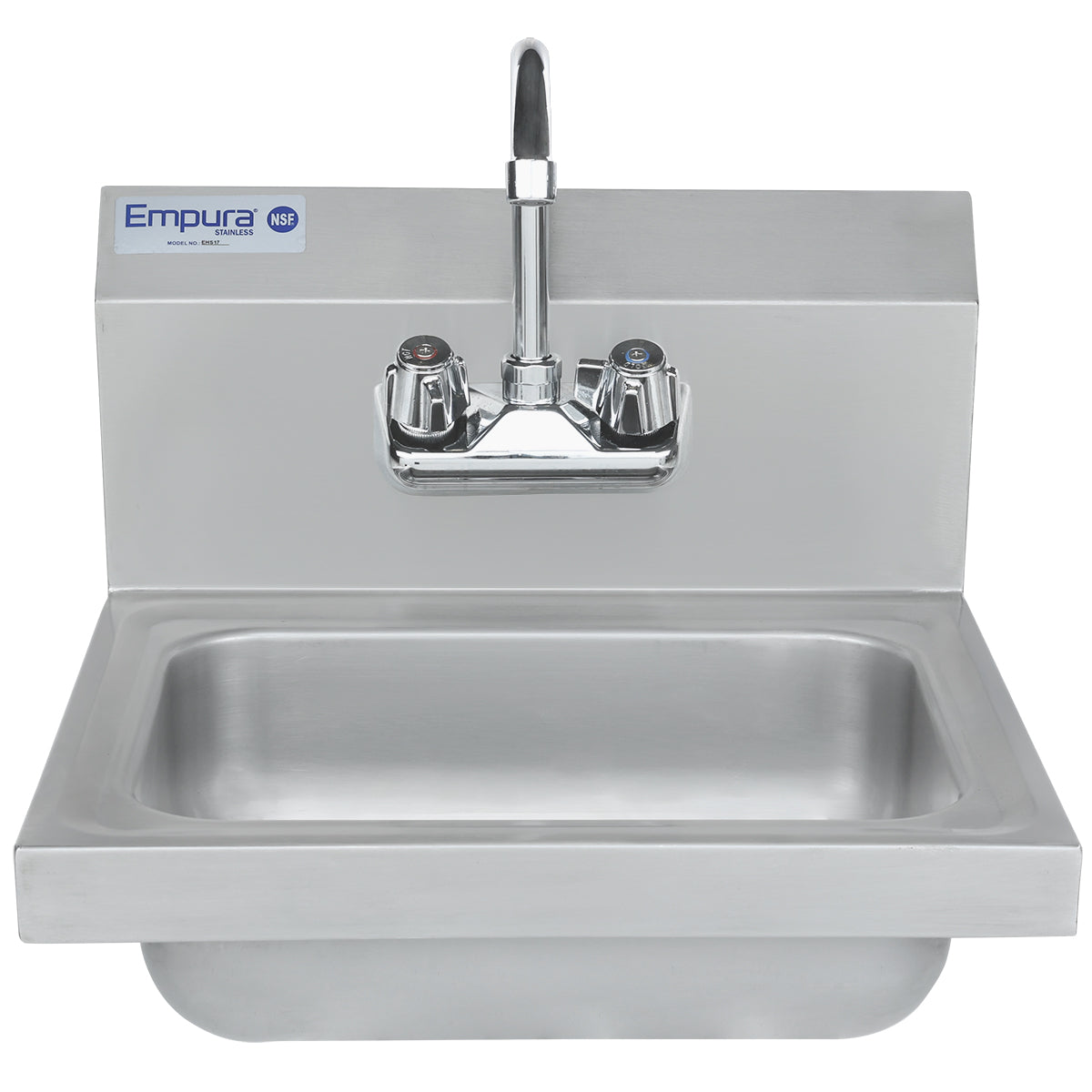 17" Wall Mounted Commercial 20 Gauge Stainless Hand Sink with Gooseneck Faucet, NSF Sink, Hand Empura