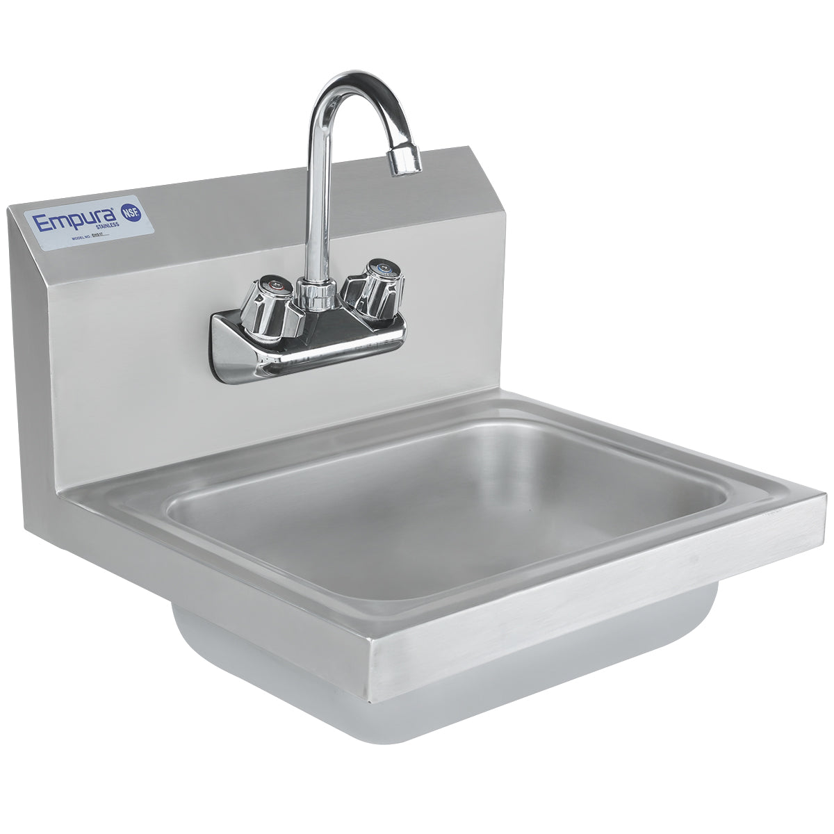 17" Wall Mounted Commercial 20 Gauge Stainless Hand Sink with Gooseneck Faucet, NSF Sink, Hand Empura