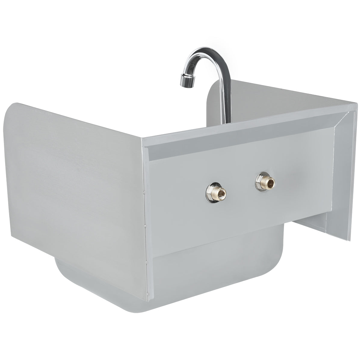 17" Wall Mounted Commercial 20 Gauge Stainless Hand Sink with Gooseneck Faucet and Side Splashes, NSF Sink, Hand Empura