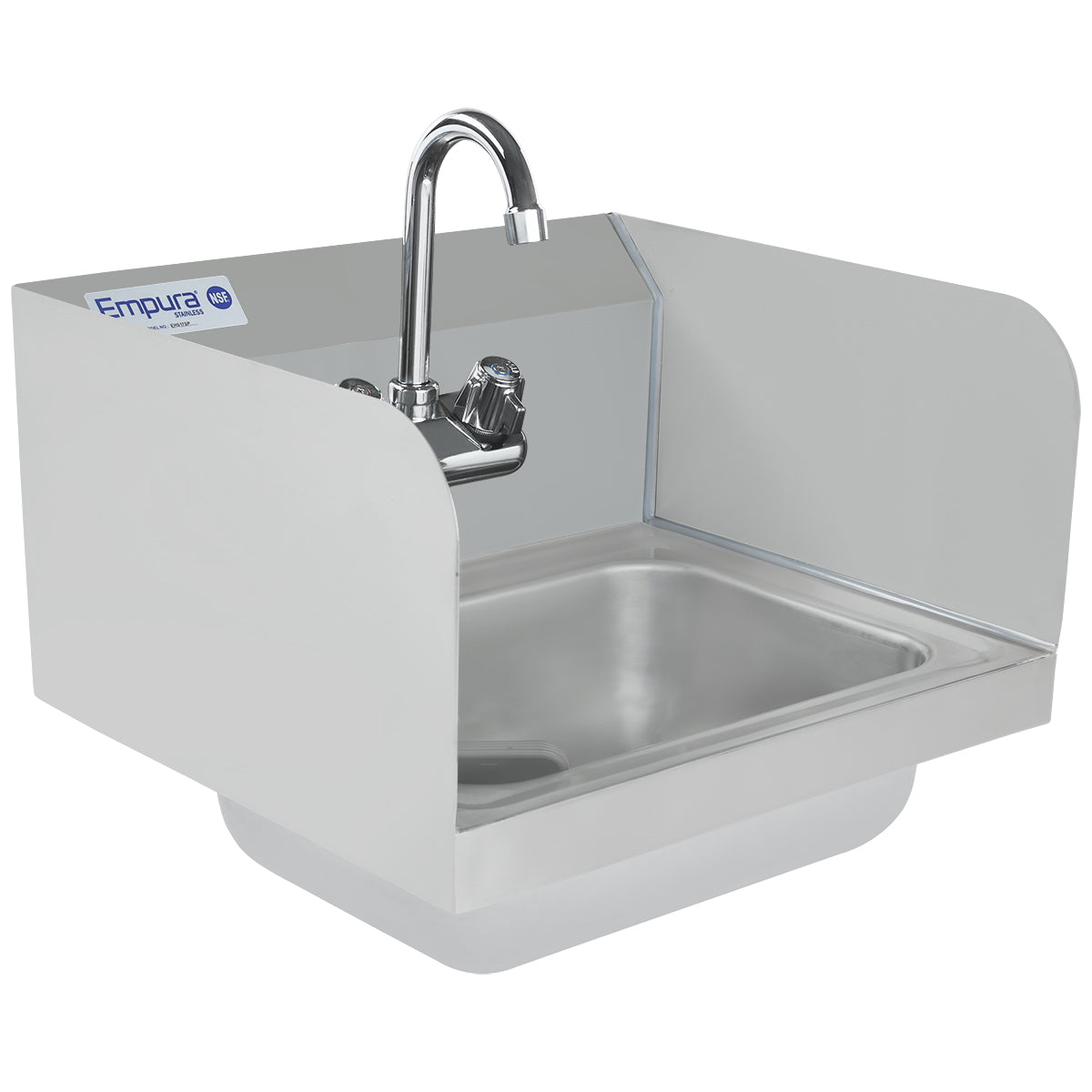 17" Wall Mounted Commercial 20 Gauge Stainless Hand Sink with Gooseneck Faucet and Side Splashes, NSF Sink, Hand Empura