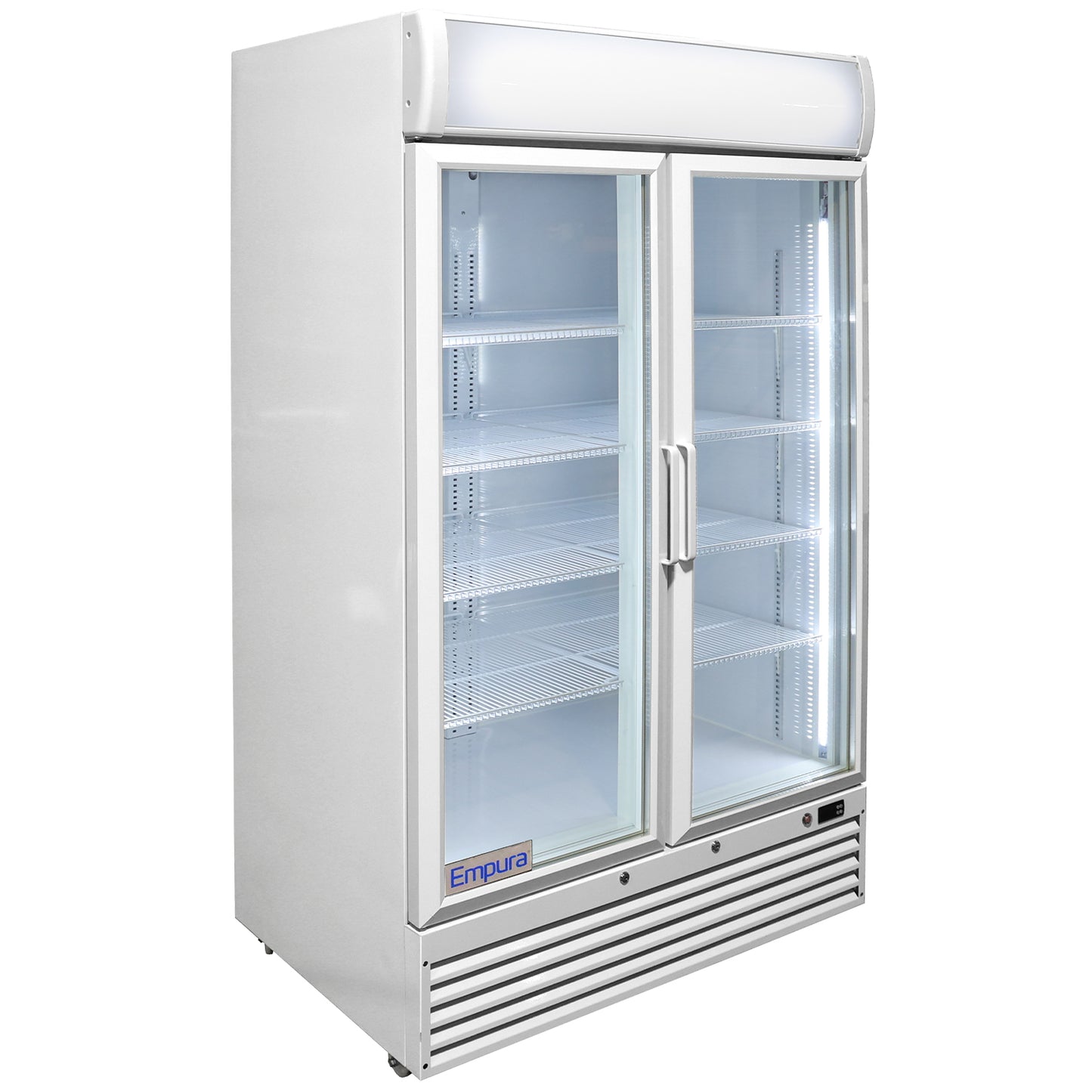 Empura EGM-36W 48.25" Wide Two Section White Refrigerated Merchandiser With Swinging Glass Doors