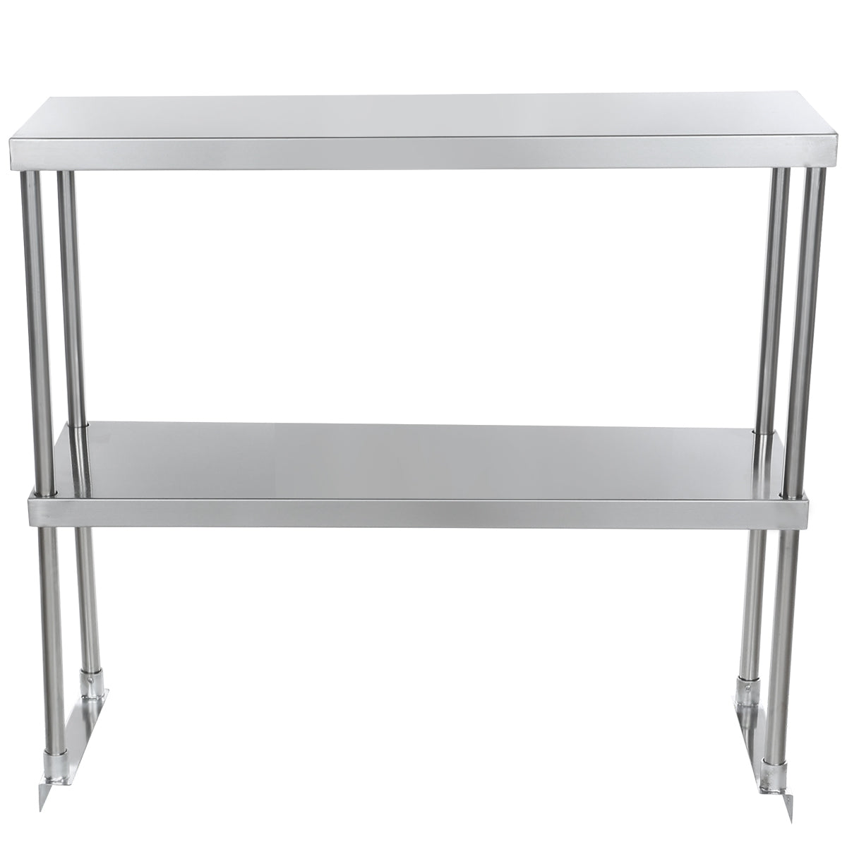 Commercial Double Deck Overshelf, 48" x 12" x 32", 18 Gauge Stainless Steel, Table-Mounted, NSF Overshelf, Table-Mounted Empura