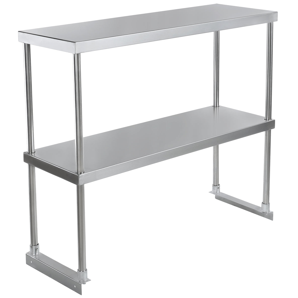 Commercial Double Deck Overshelf, 48" x 12" x 32", 18 Gauge Stainless Steel, Table-Mounted, NSF Overshelf, Table-Mounted Empura