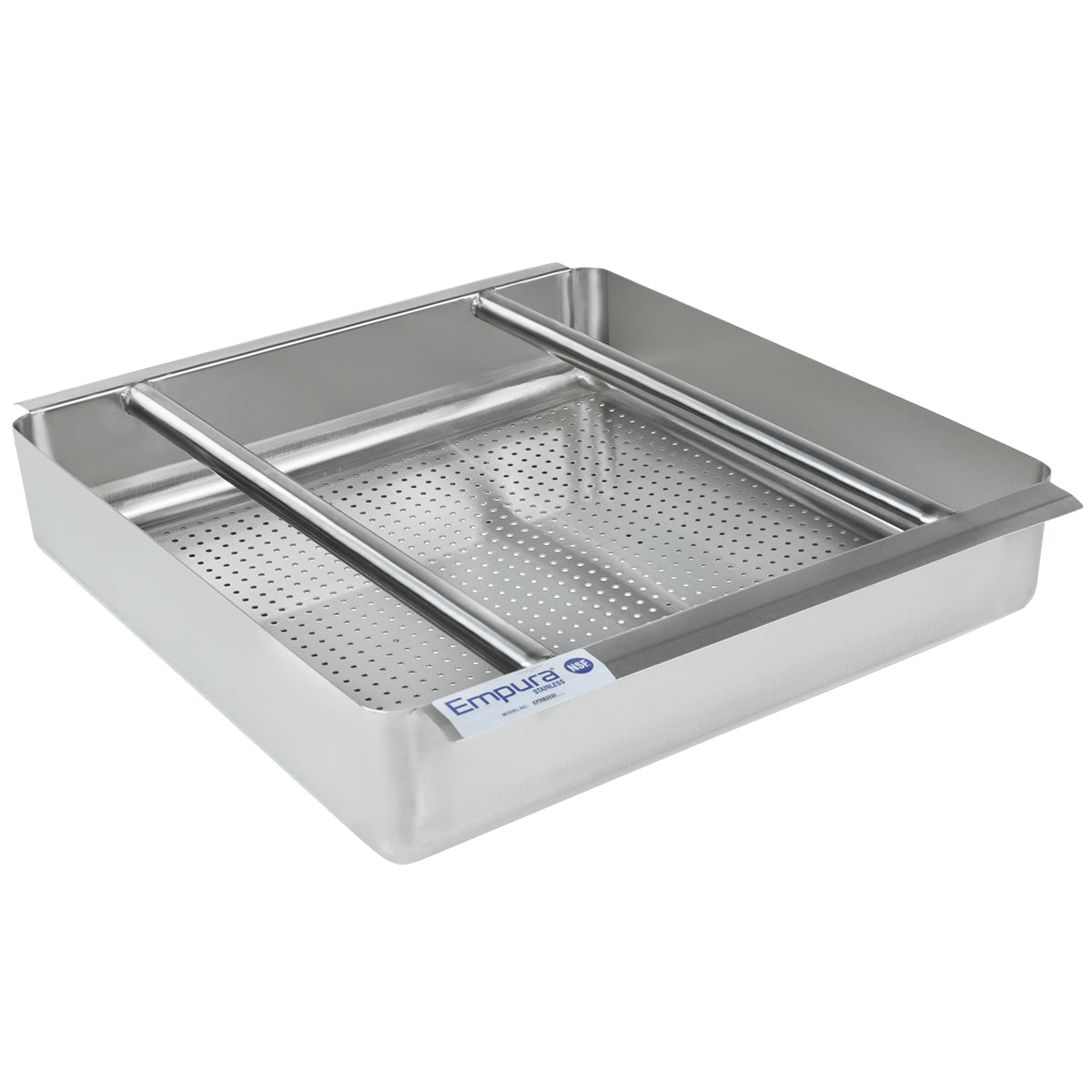 19.75" x 19.75" x 4" 18-Gauge Stainless Steel Pre-Rinse Basket Drain, Floor, Accessories Empura