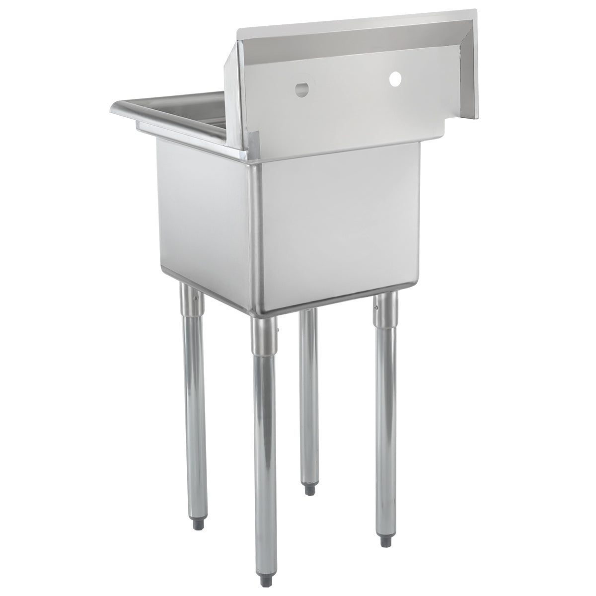 23" 18 Gauge Stainless Steel One Compartment Standard Duty Sink with Galvanized Legs, without Drainboard - 15" x 12" x 15" Bowl, NSF Sink, (1) One Compartment Empura