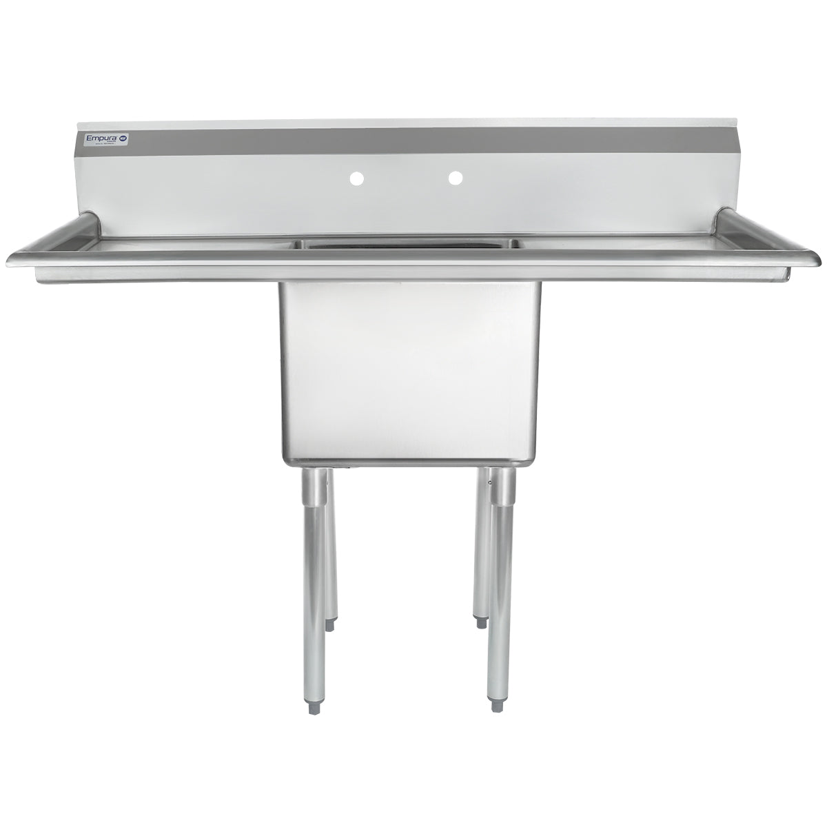 54" 18 Gauge Stainless Steel One Compartment Standard Duty Sink with Galvanized Legs, Cross Bracing, and 1 Drainboard - 18" x 14" x 18" Bowl, NSF Sink, (1) One Compartment Empura