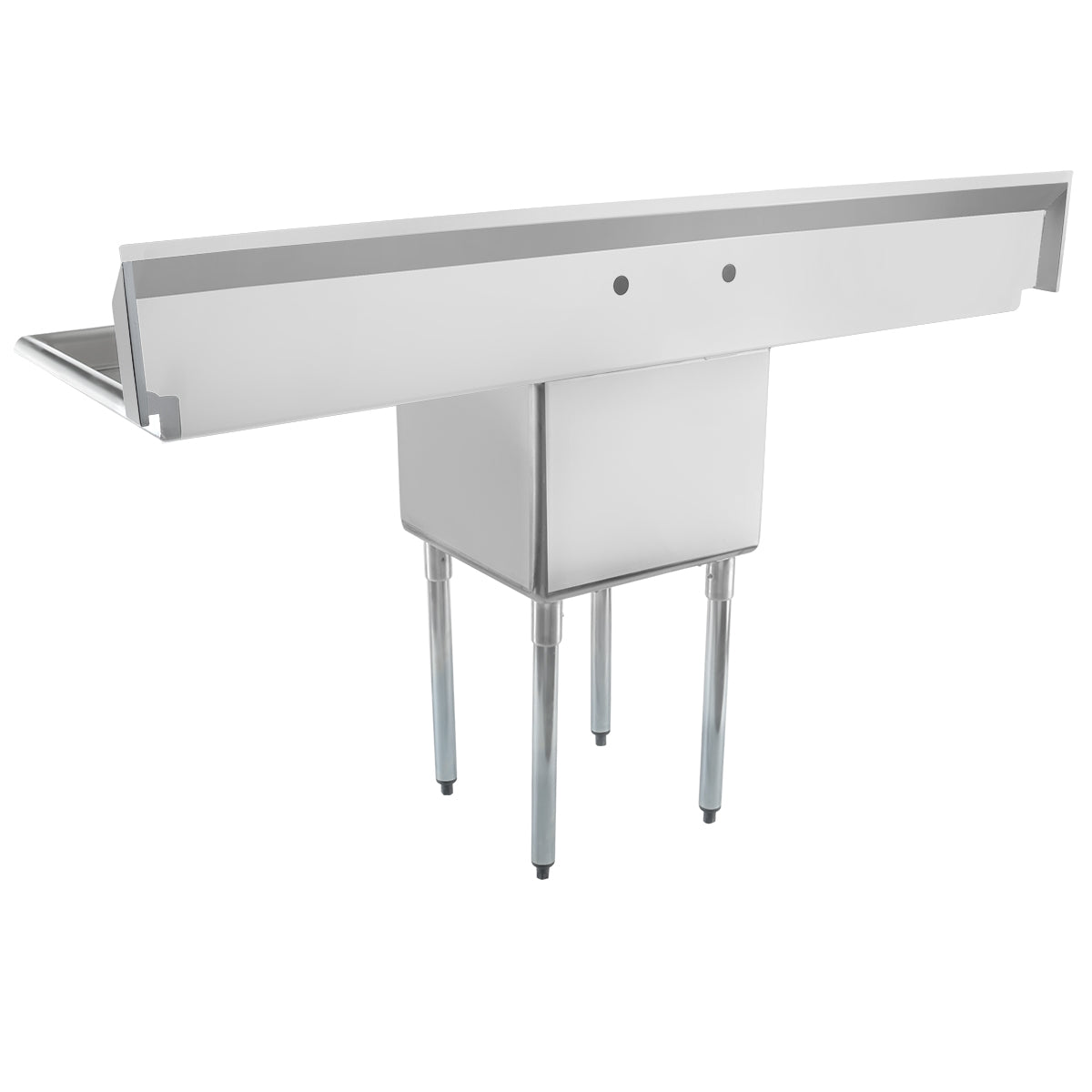 66" 18 Gauge Stainless Steel One Compartment Standard Duty Sink with Galvanized Legs, Cross Bracing, and 1 Drainboard - 18" x 14" x 18" Bowl, NSF Sink, (1) One Compartment Empura