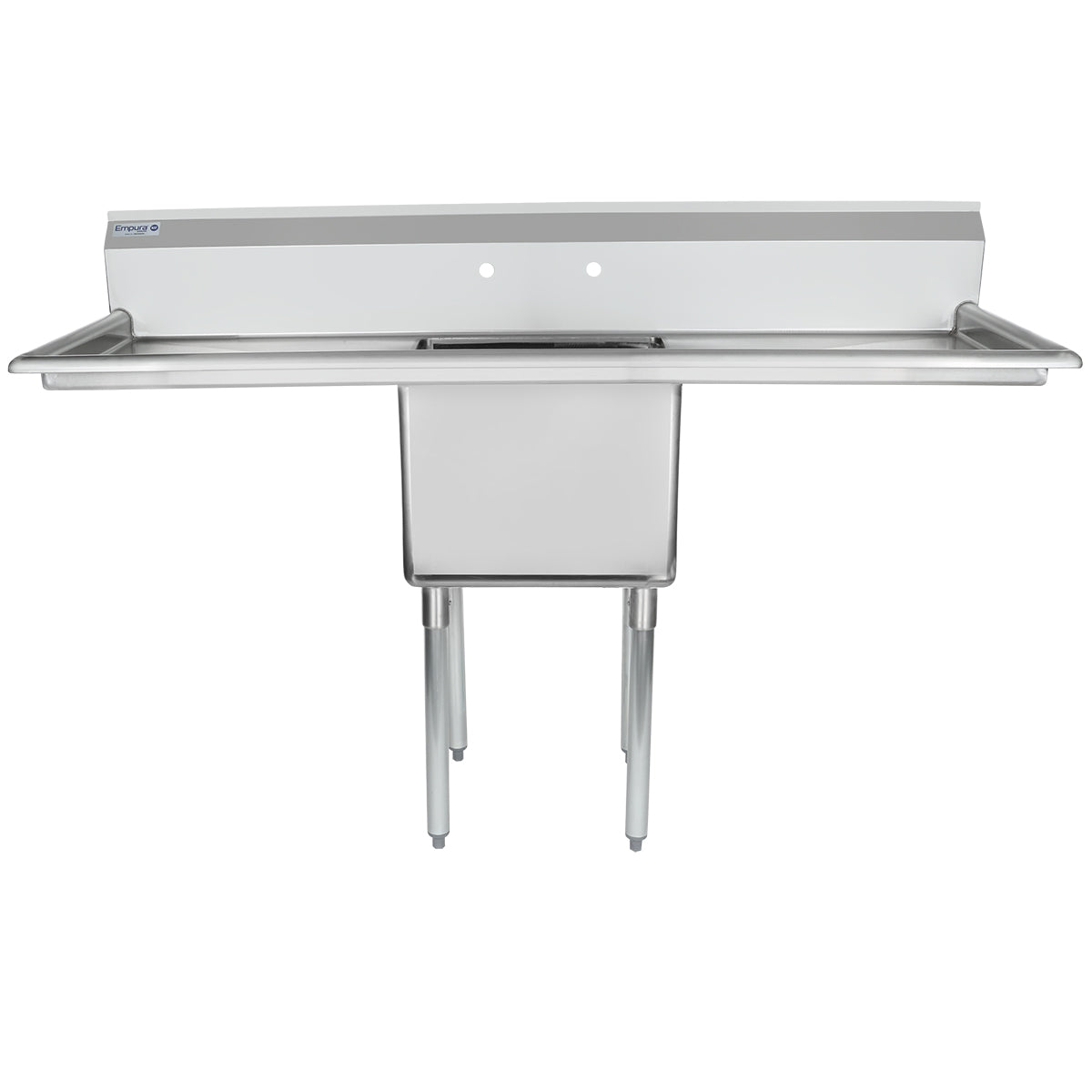 66" 18 Gauge Stainless Steel One Compartment Standard Duty Sink with Galvanized Legs, Cross Bracing, and 1 Drainboard - 18" x 14" x 18" Bowl, NSF Sink, (1) One Compartment Empura