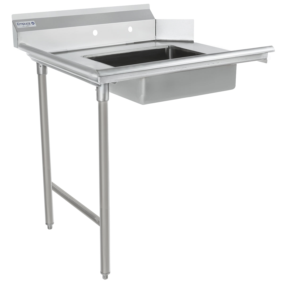 36" Soiled Dish Table with Left Drainboard - 16 Gauge 304 Stainless Steel, NSF Dishtable, Soiled Empura