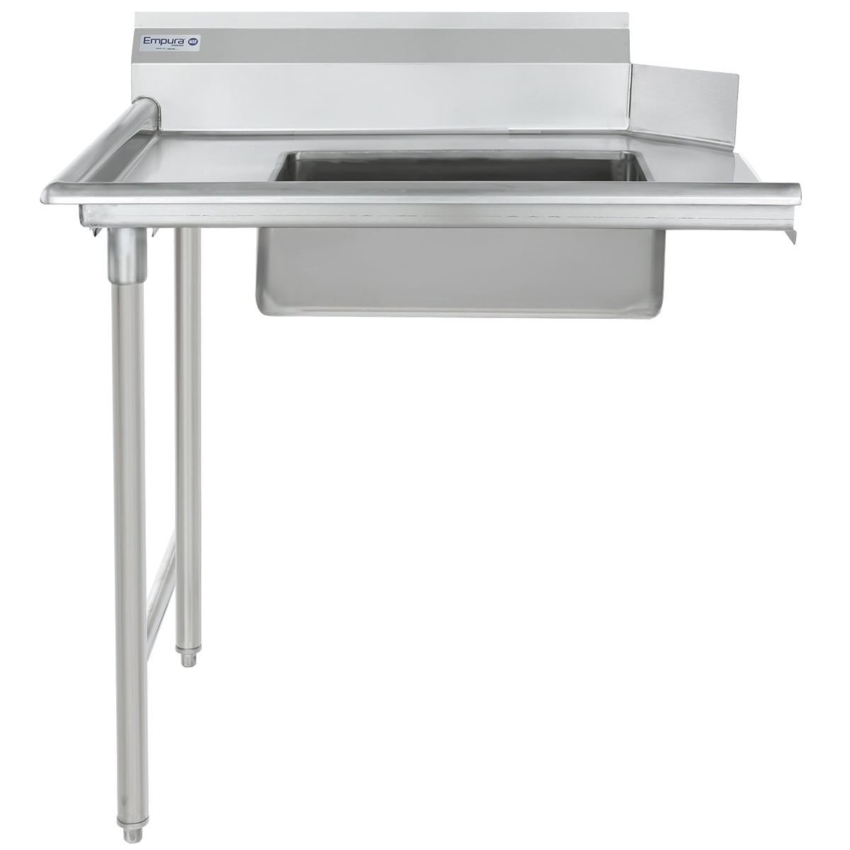 36" Soiled Dish Table with Left Drainboard - 16 Gauge 304 Stainless Steel, NSF Dishtable, Soiled Empura