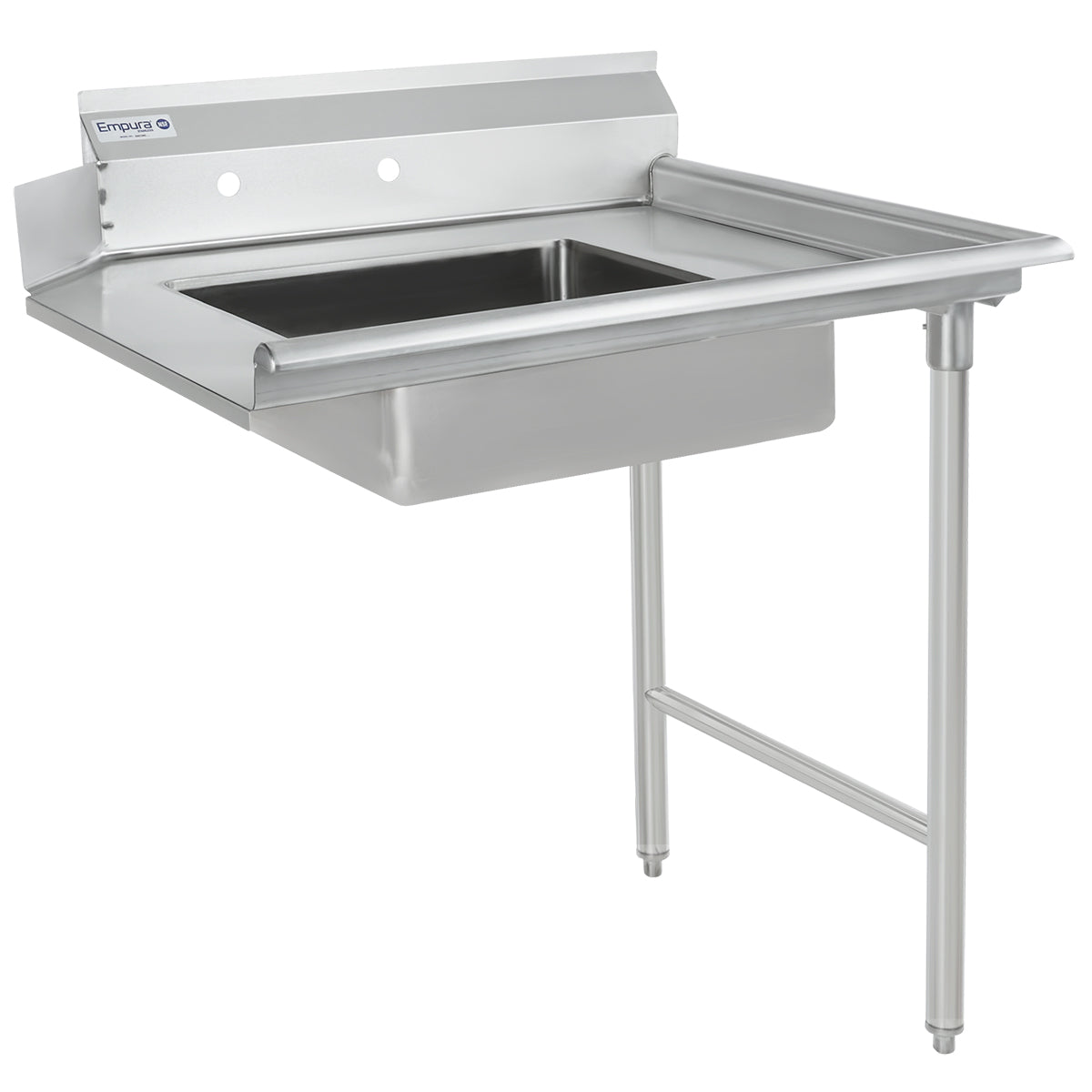 36" Soiled Dish Table with Right Drainboard - 16 Gauge 304 Stainless Steel, NSF Dishtable, Soiled Empura