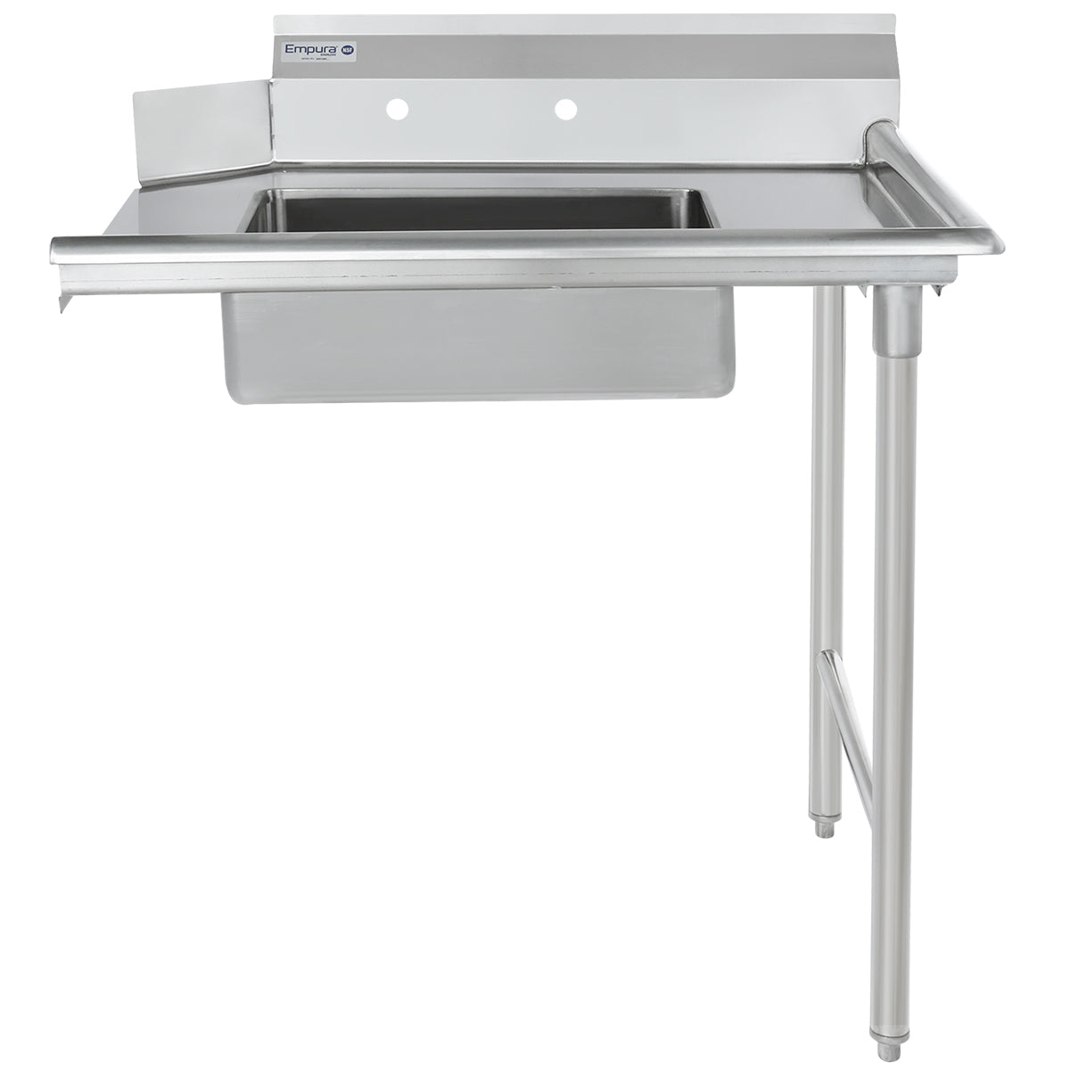 36" Soiled Dish Table with Right Drainboard - 16 Gauge 304 Stainless Steel, NSF Dishtable, Soiled Empura