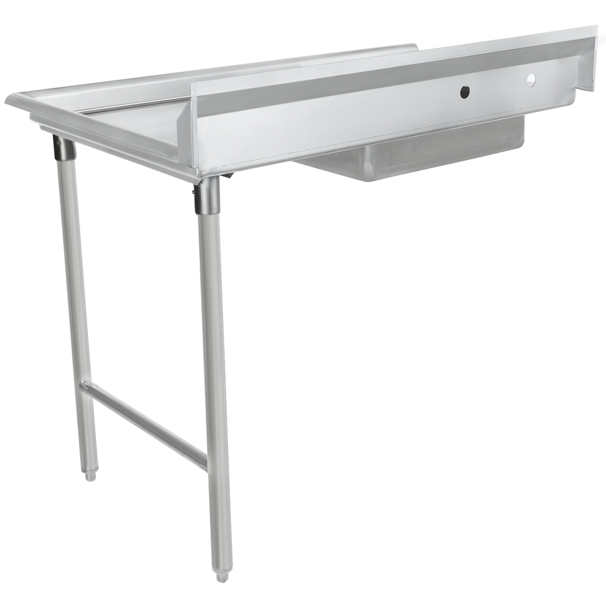 48" Soiled Dish Table with Right Drainboard - 16 Gauge 304 Stainless Steel, NSF Dishtable, Soiled Empura