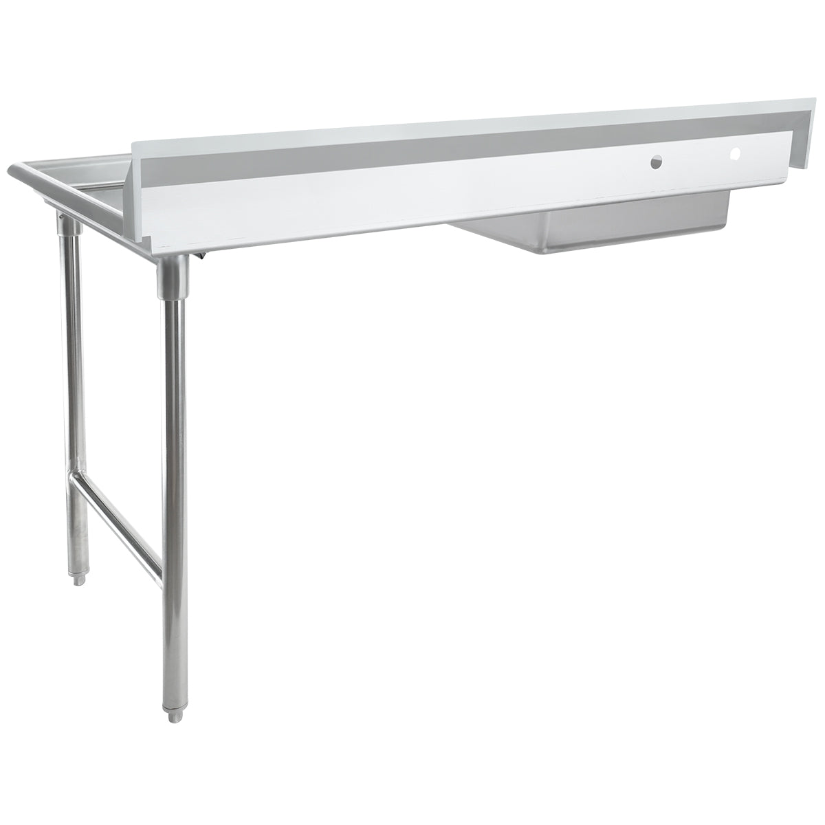 60" Soiled Dish Table with Right Drainboard - 16 Gauge 304 Stainless Steel, NSF Dishtable, Soiled Empura