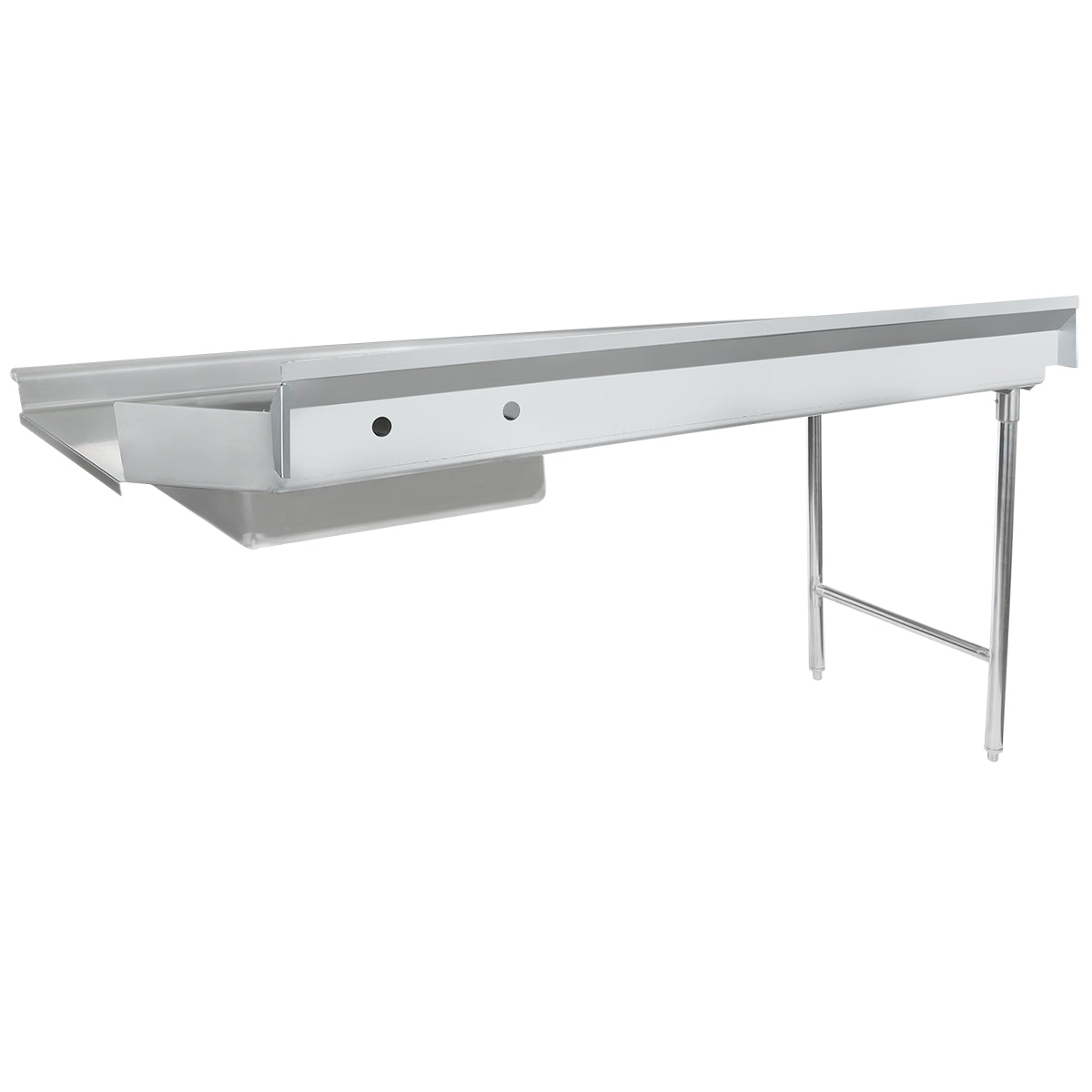 72" Soiled Dish Table with Left Drainboard - 16 Gauge 304 Stainless Steel, NSF Dishtable, Soiled Empura