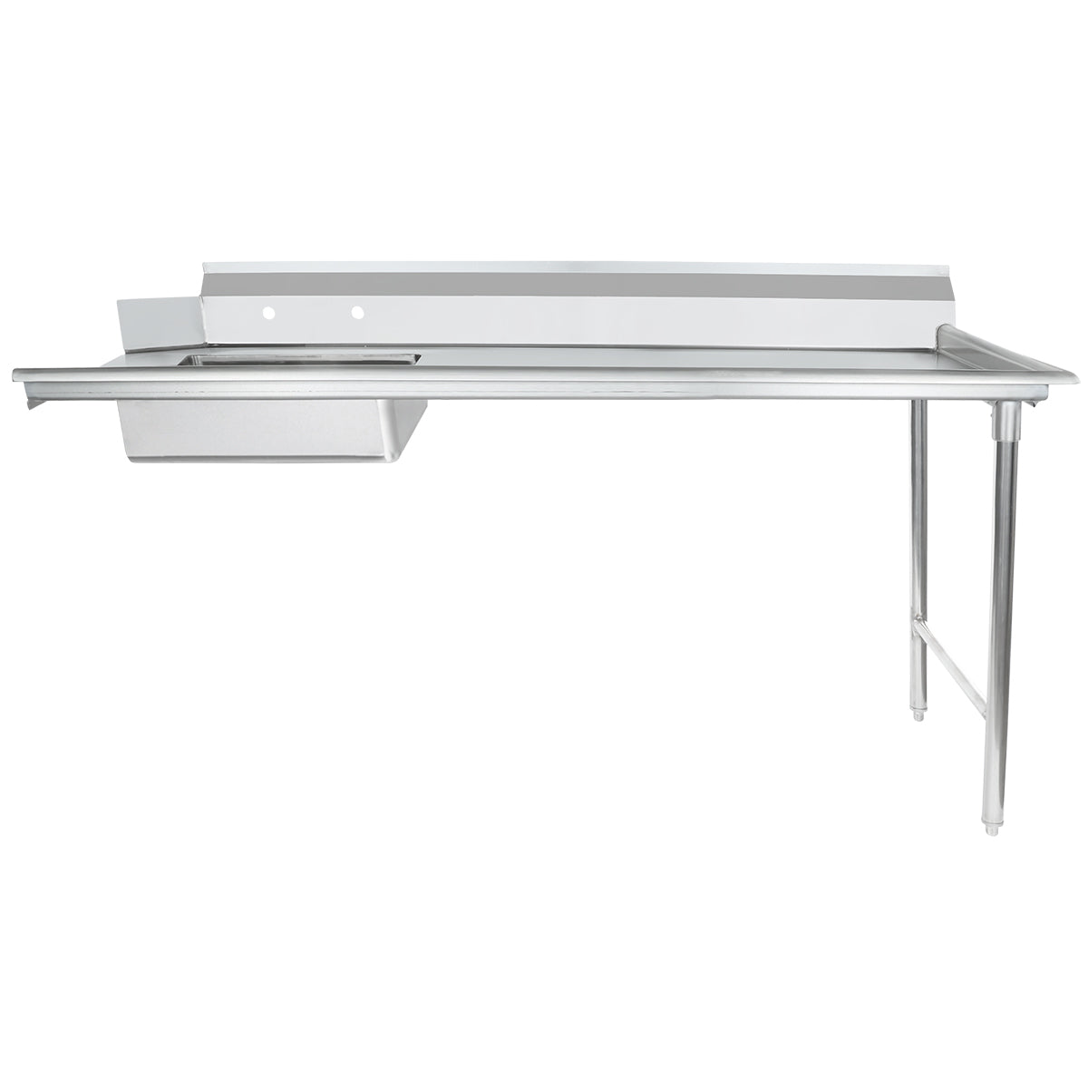 72" Soiled Dish Table with Right Drainboard - 16 Gauge 304 Stainless Steel, NSF Dishtable, Soiled Empura