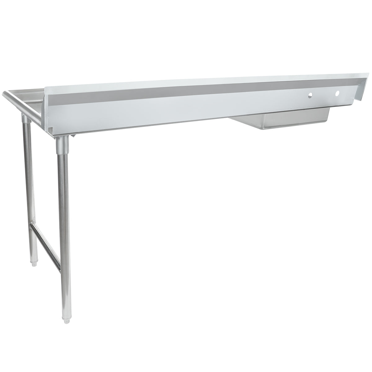 72" Soiled Dish Table with Right Drainboard - 16 Gauge 304 Stainless Steel, NSF Dishtable, Soiled Empura