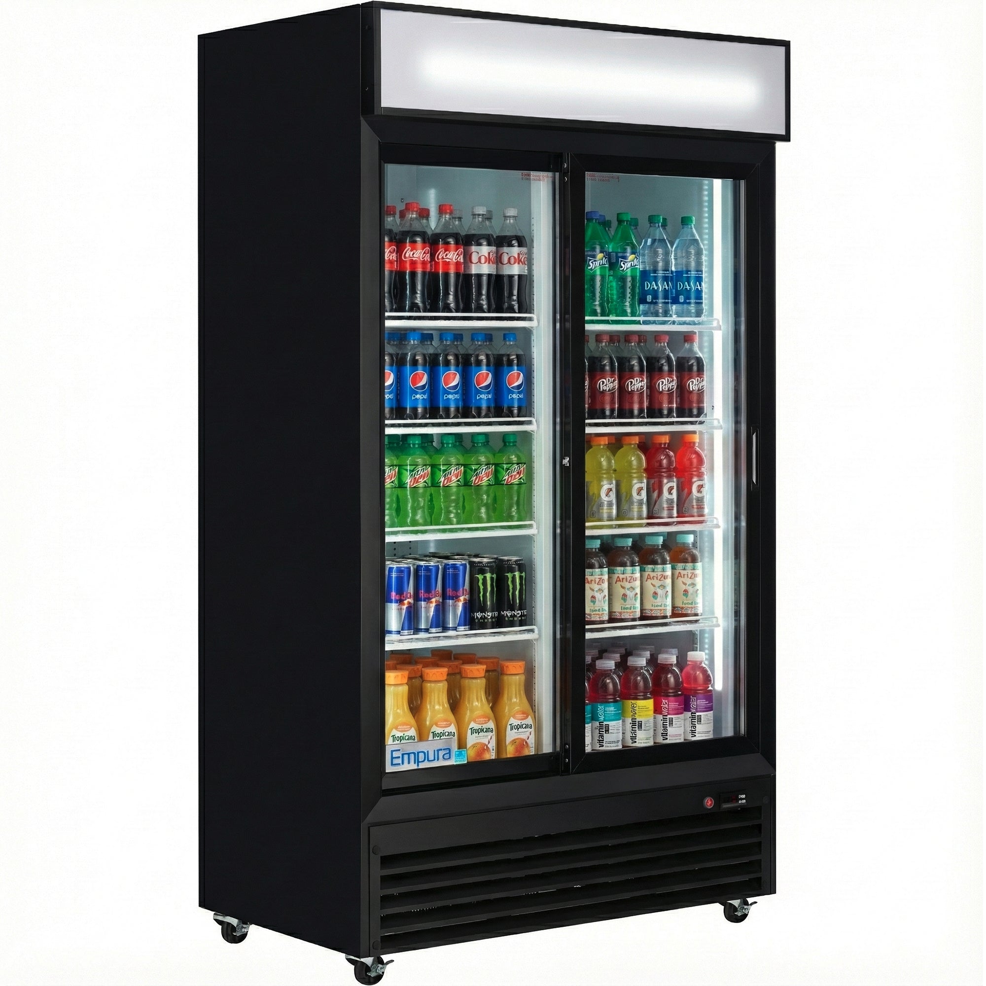 44" Black Sliding Commercial Glass Door Merchandiser Refrigerator - 35 cu ft