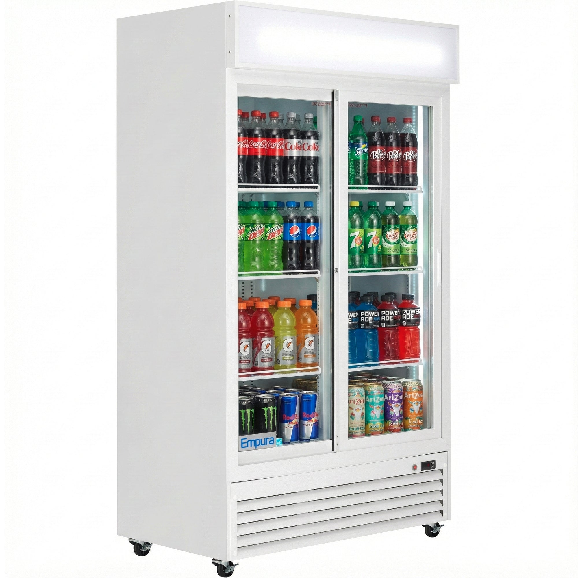 44" White Sliding Commercial Glass Door Merchandiser Refrigerator - 35 cu ft