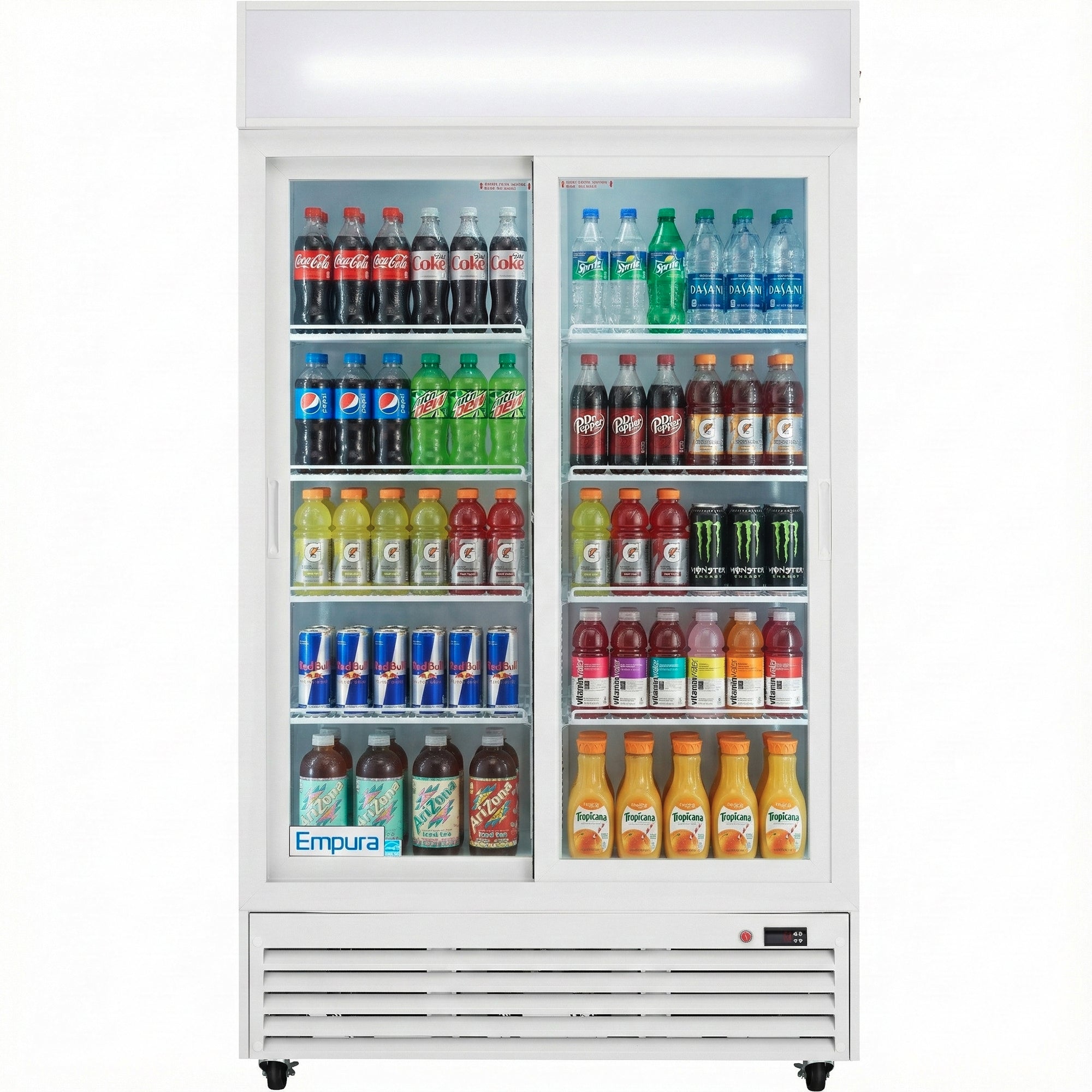 44" White Sliding Commercial Glass Door Merchandiser Refrigerator - 35 cu ft