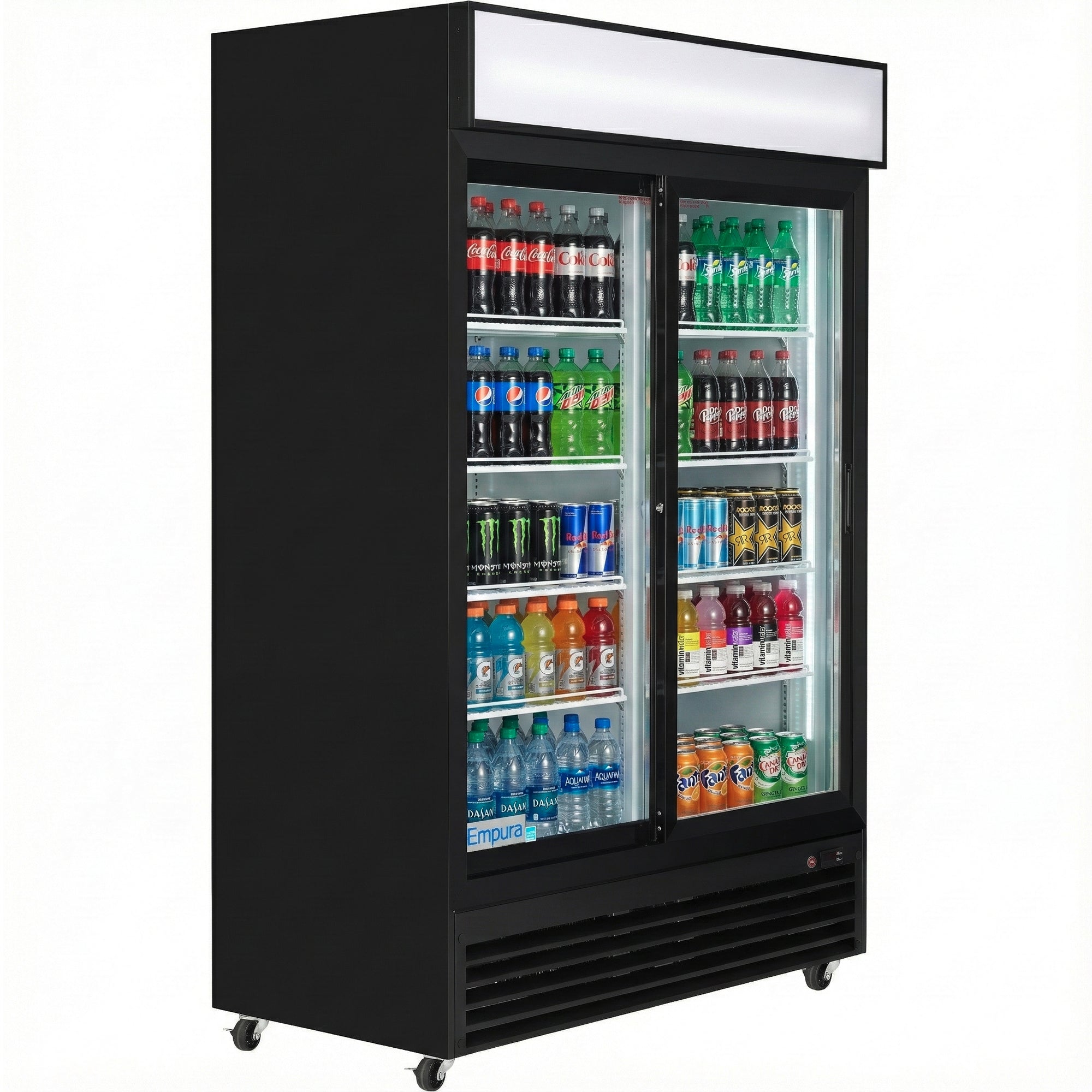 52" Black Sliding Commercial Glass Door Merchandiser Refrigerator - 42 cu ft