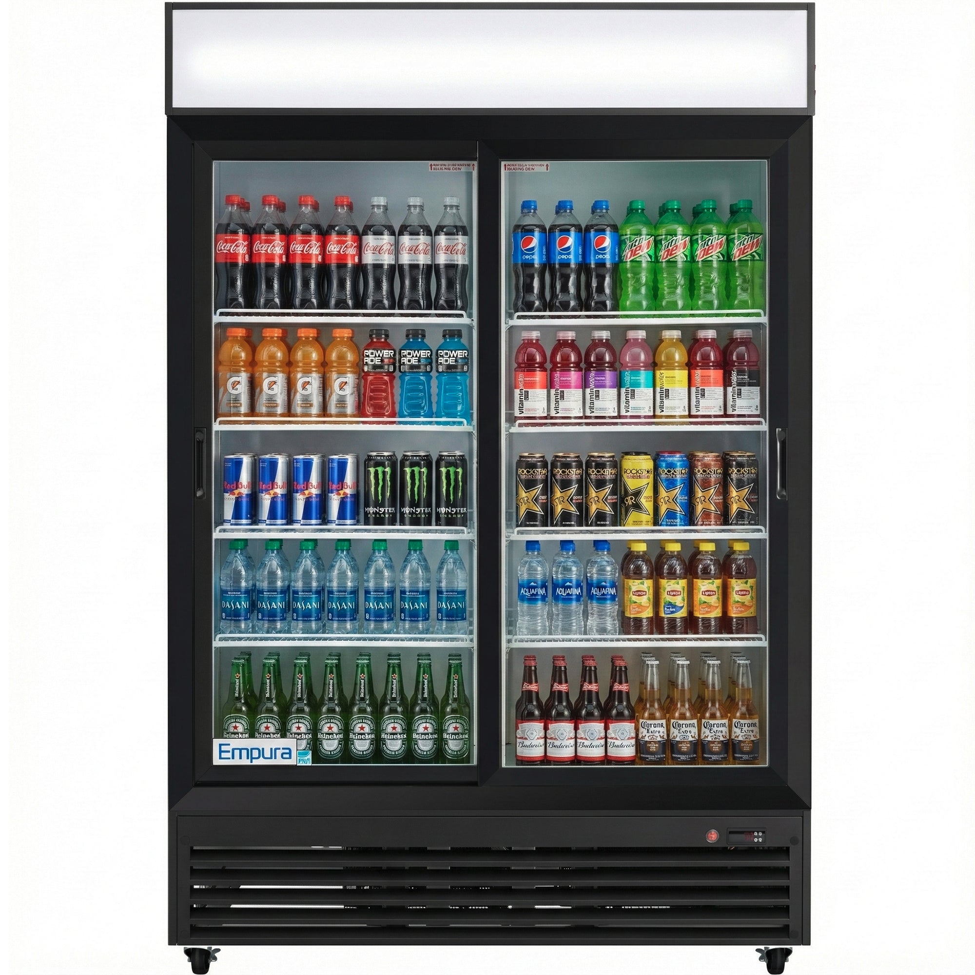 52" Black Sliding Commercial Glass Door Merchandiser Refrigerator - 48 cu ft