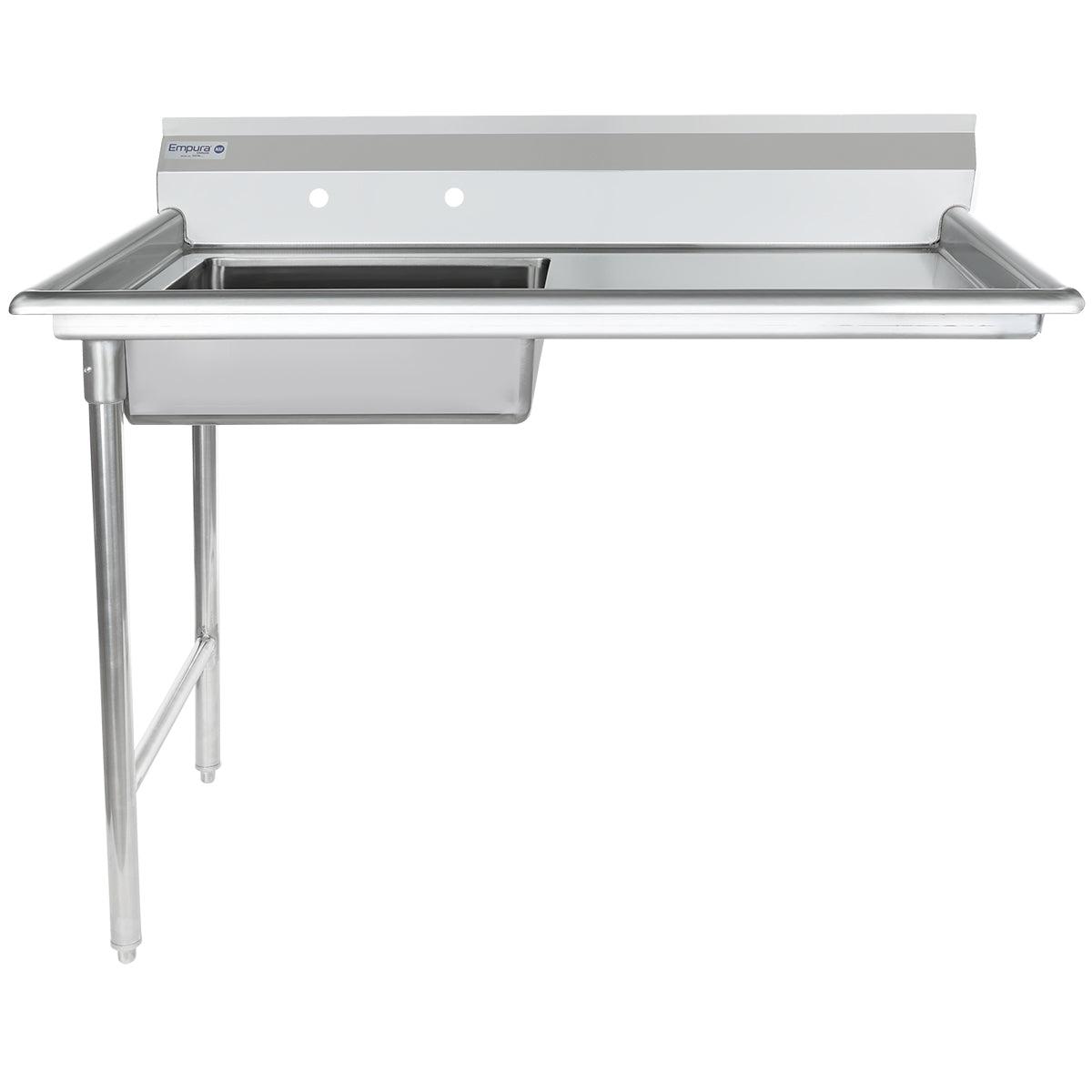 48" Soiled Undercounter Dish Table with Left Drainboard - 16 Gauge Stainless Steel, NSF Dishtable, Soiled, Undercounter Empura