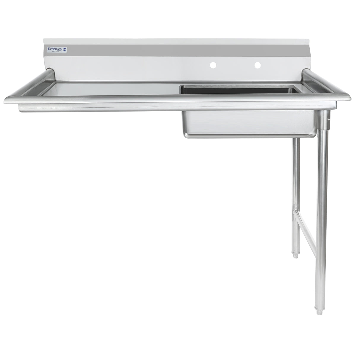 48" Soiled Undercounter Dish Table with Right Drainboard - 16 Gauge Stainless Steel, NSF Dishtable, Soiled, Undercounter Empura
