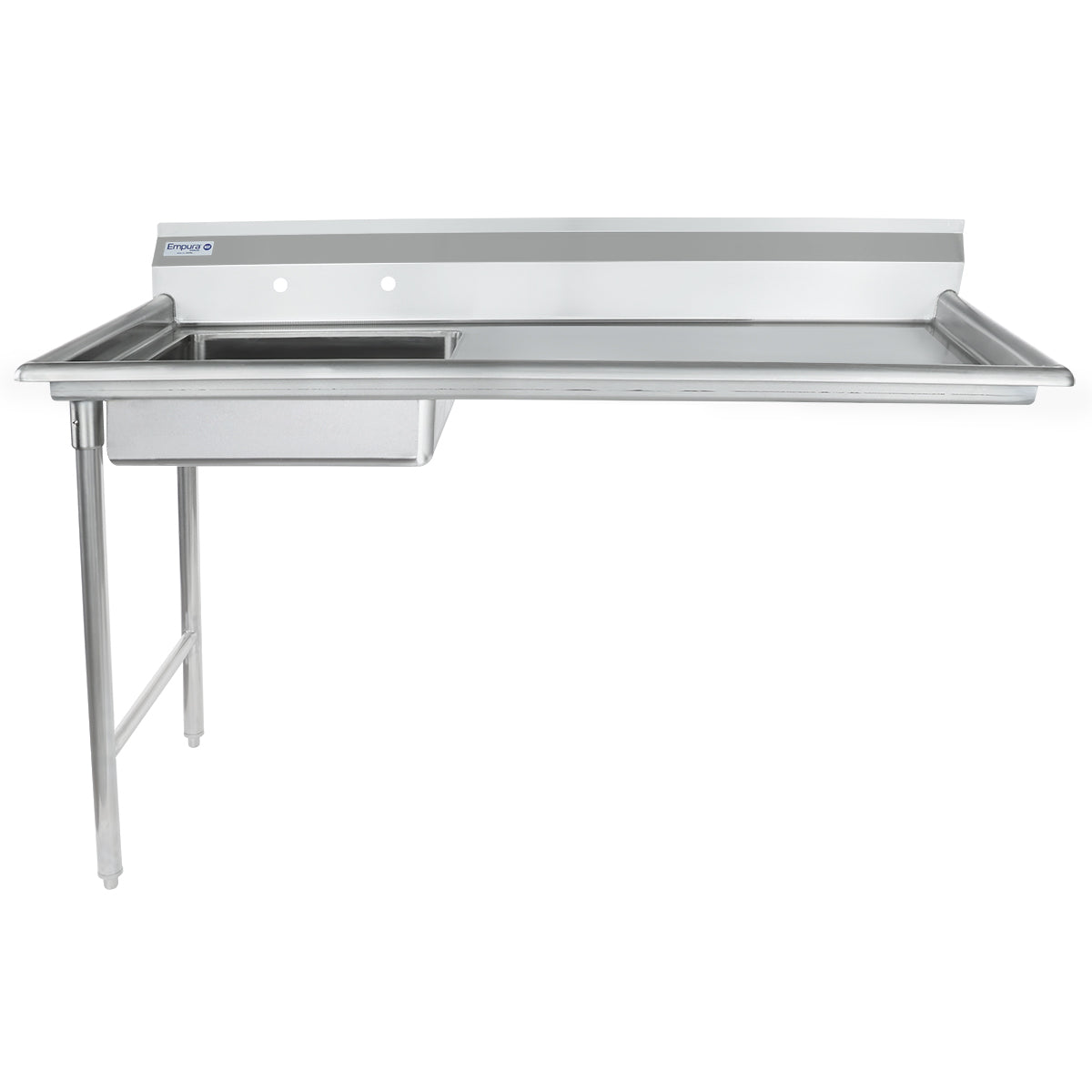 60" Soiled Undercounter Dish Table with Left Drainboard - 16 Gauge Stainless Steel, NSF Dishtable, Soiled, Undercounter Empura