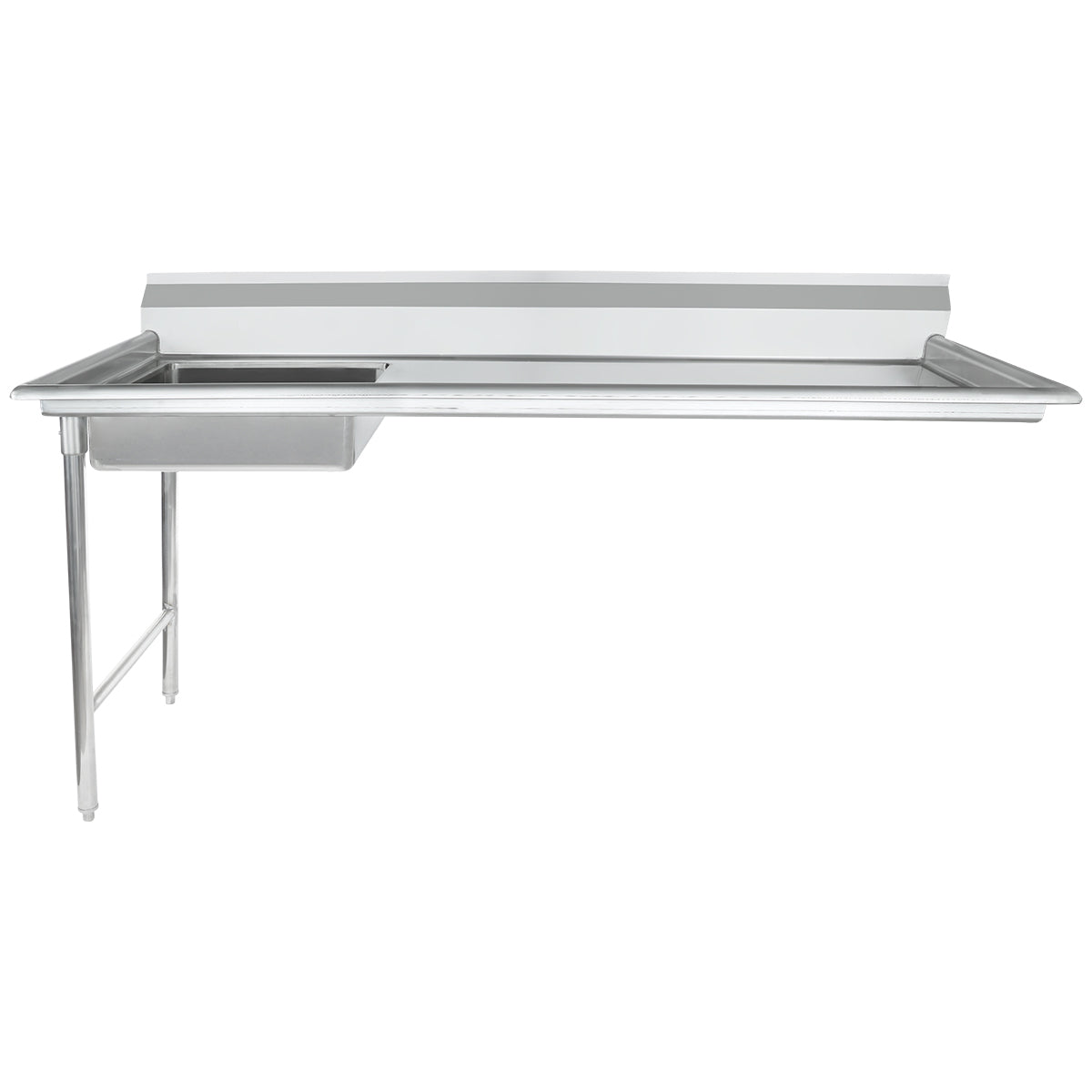 72" Soiled Undercounter Dish Table with Left Drainboard - 16 Gauge Stainless Steel, NSF Dishtable, Soiled, Undercounter Empura