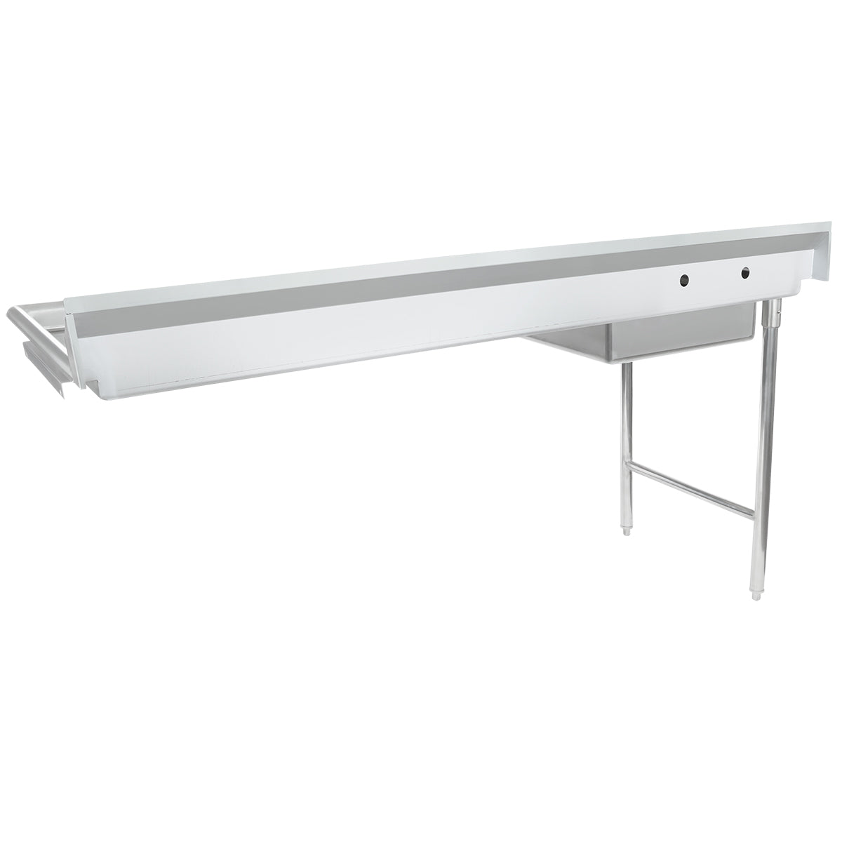 72" Soiled Undercounter Dish Table with Left Drainboard - 16 Gauge Stainless Steel, NSF Dishtable, Soiled, Undercounter Empura