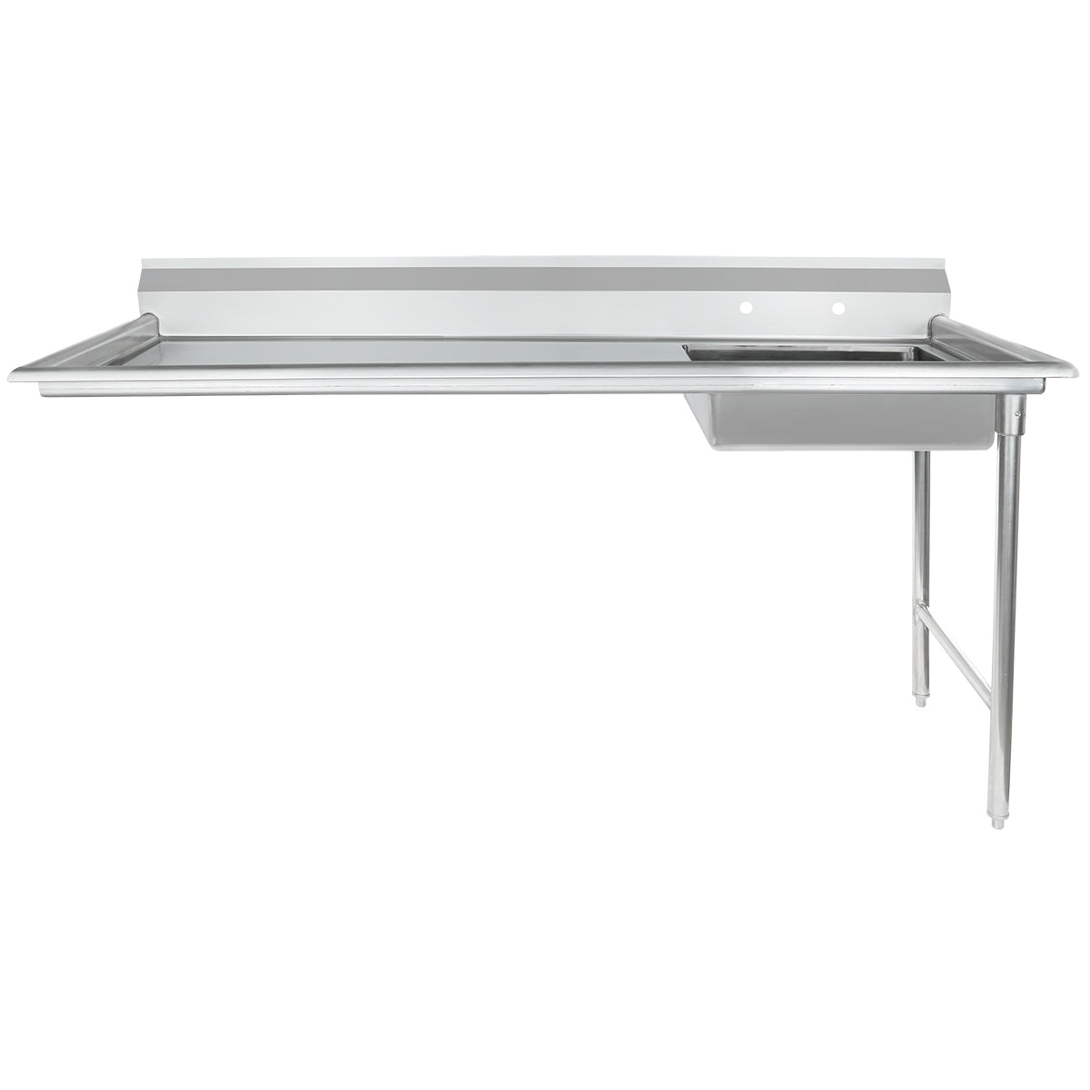 72" Soiled Undercounter Dish Table with Right Drainboard - 16 Gauge Stainless Steel, NSF Dishtable, Soiled, Undercounter Empura