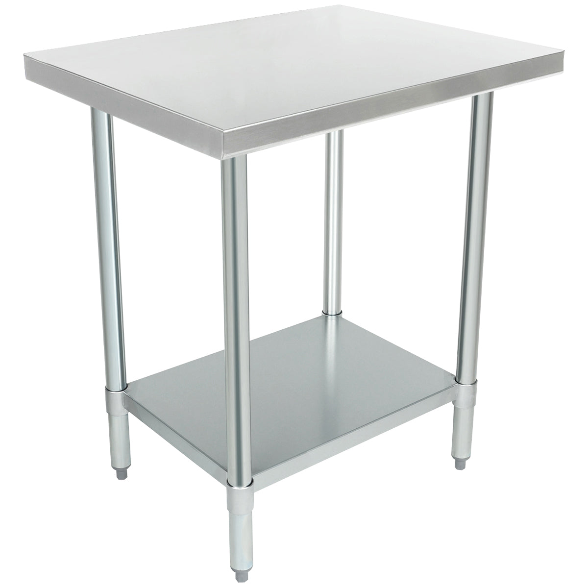 Empura 30" x 24" 18-Gauge 430 Stainless Steel Commercial Work Table with Flat Top Galvanized Legs and Undershelf