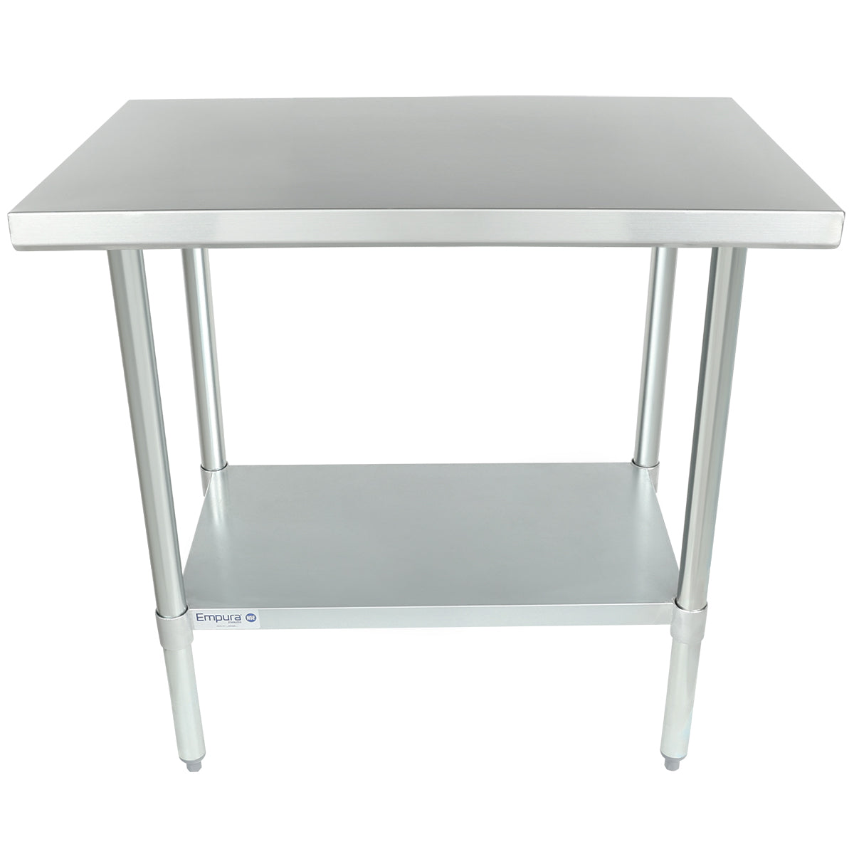 36" x 24" Economy Duty Work Table 18 Gauge 430 Stainless Steel with Galvanized Legs and Undershelf, NSF Work Table, 36" - 38", Stainless Steel Top Empura