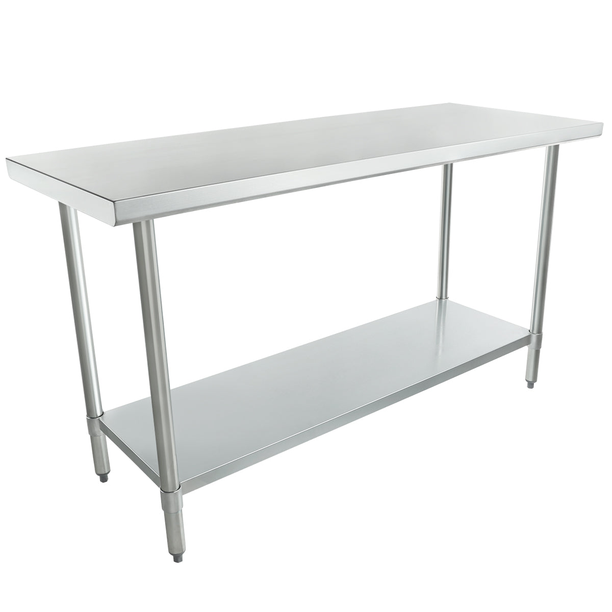 60" x 24" Economy Duty Work Table 18 Gauge 430 Stainless Steel with Galvanized Legs and Undershelf, NSF Work Table, 54" - 62", Stainless Steel Top Empura