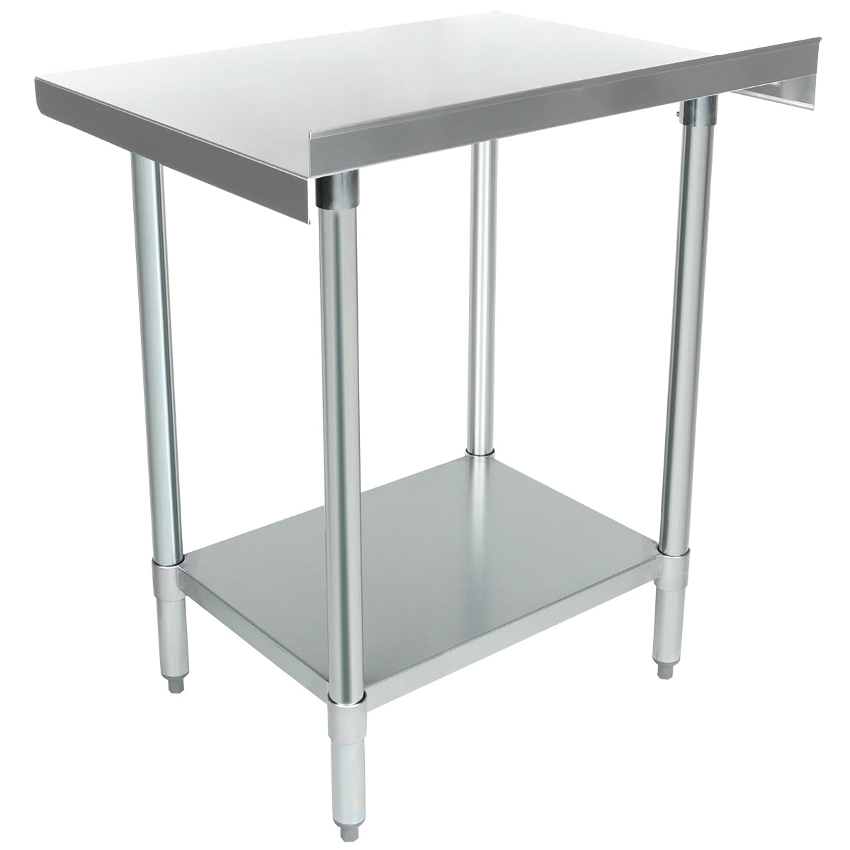 30" x 24" Economy Duty Work Table 18 Gauge 430 Stainless Steel with 2" Backsplash Galvanized Legs and Undershelf, NSF Work Table, 30" - 35", Stainless Steel Top Empura