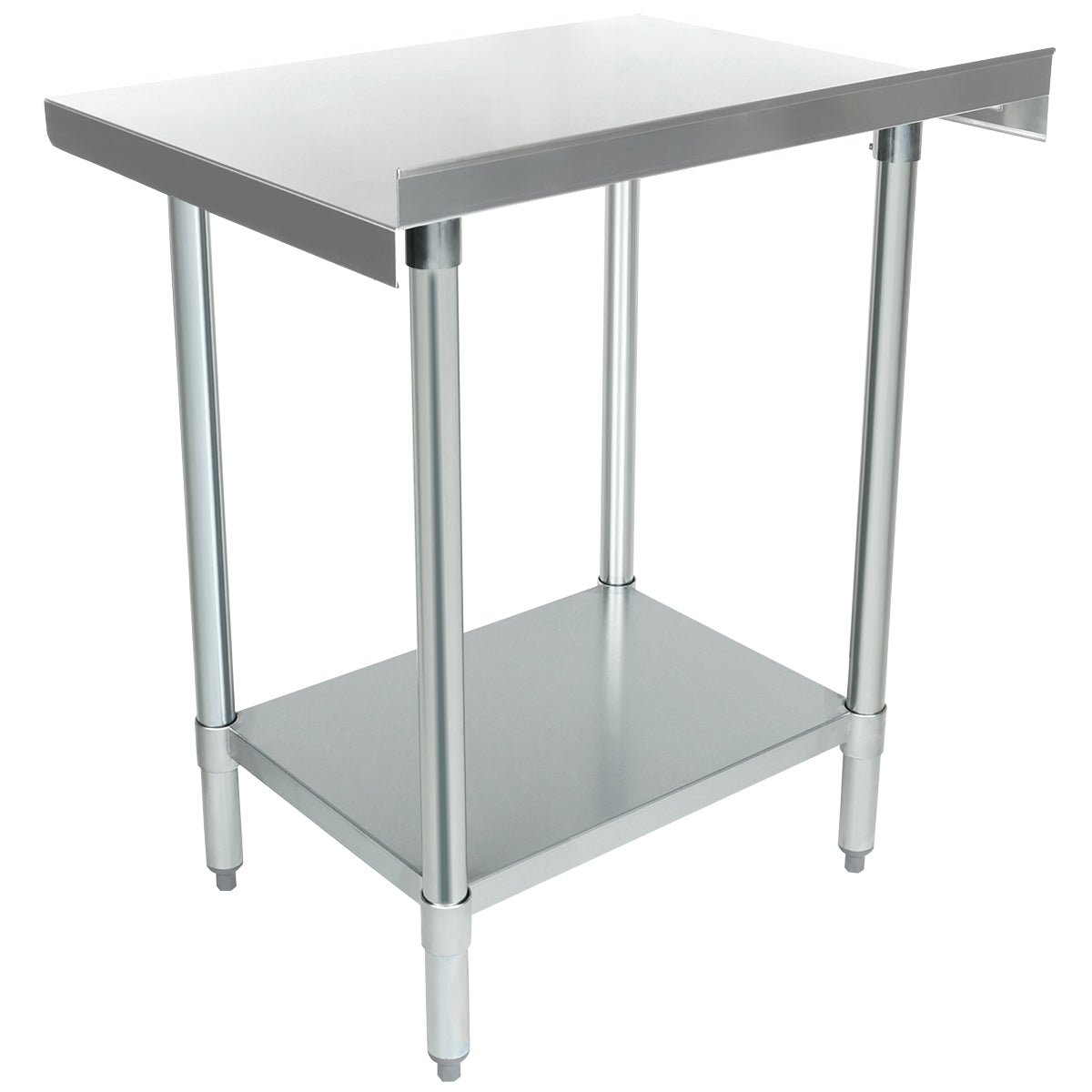 Empura 30" x 24" 18-Gauge 430 Stainless Steel Commercial Work Table with 2" Backsplash Galvanized Legs and Undershelf